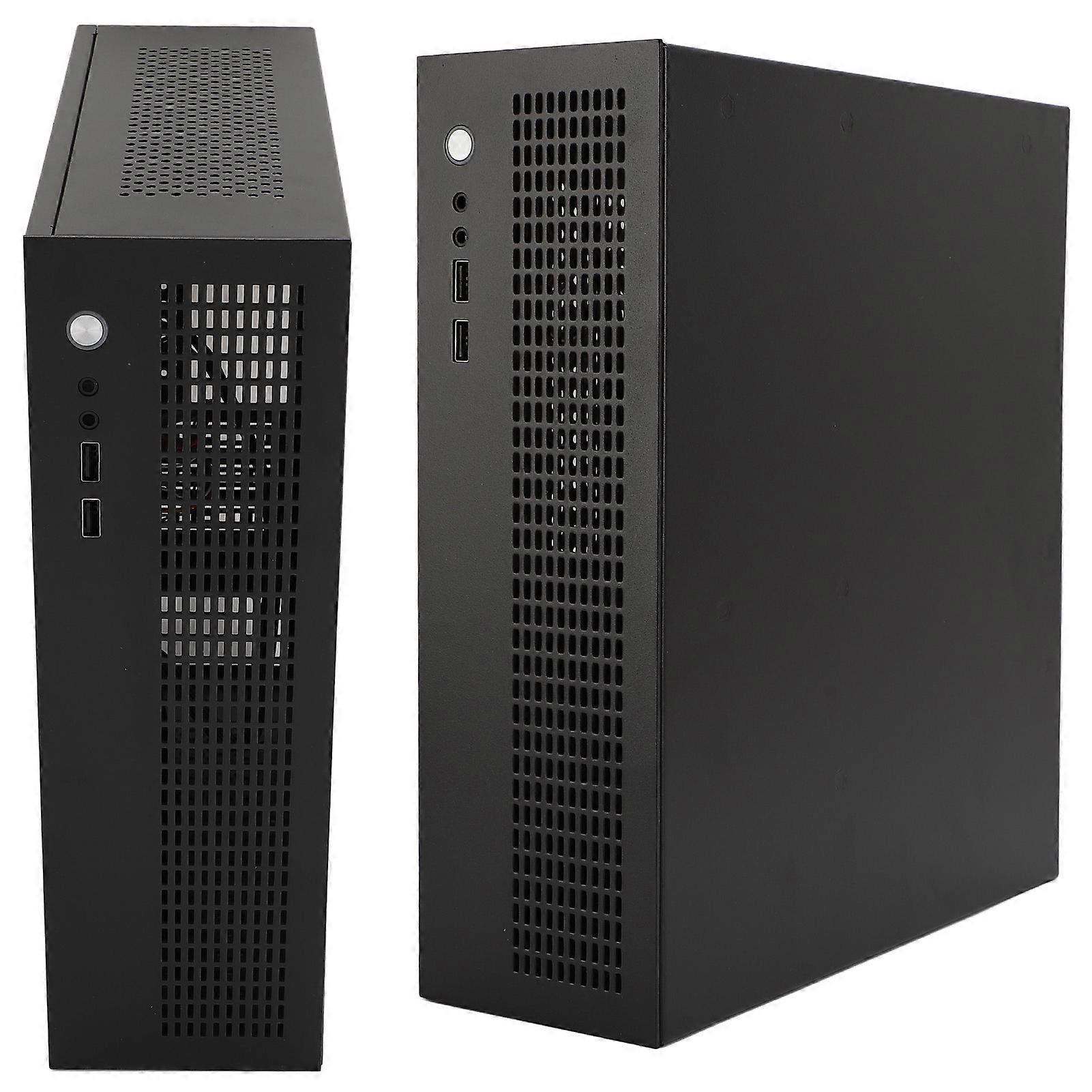 MATX ITX Mini PC Case USB2.0 Interface Dual Cooling Fan Support SSD HDD Small Computer Case with Reserved Holes for Gaming 