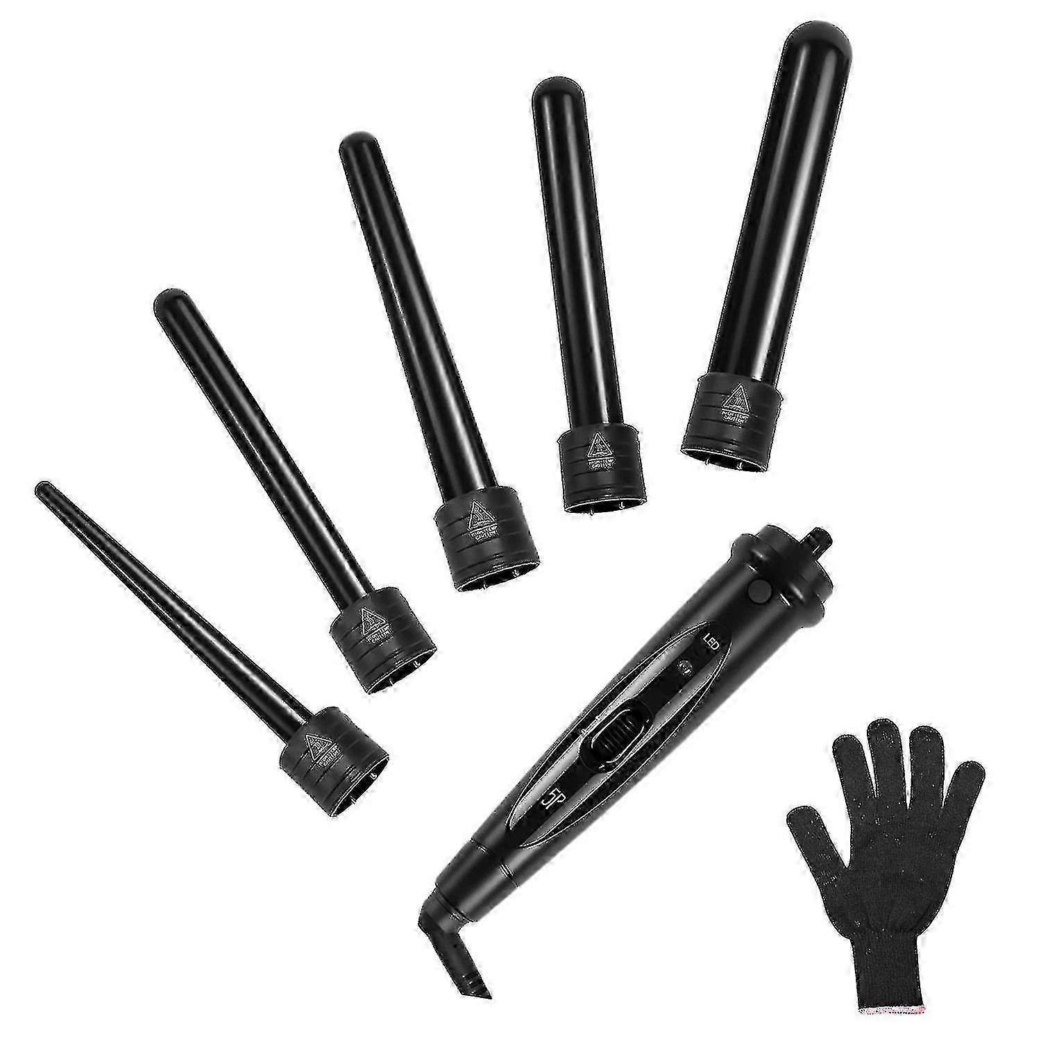 2025 5 To 1.25 Inch In 1 Curling Iron Wand Set, Black Curling Wand 0.35