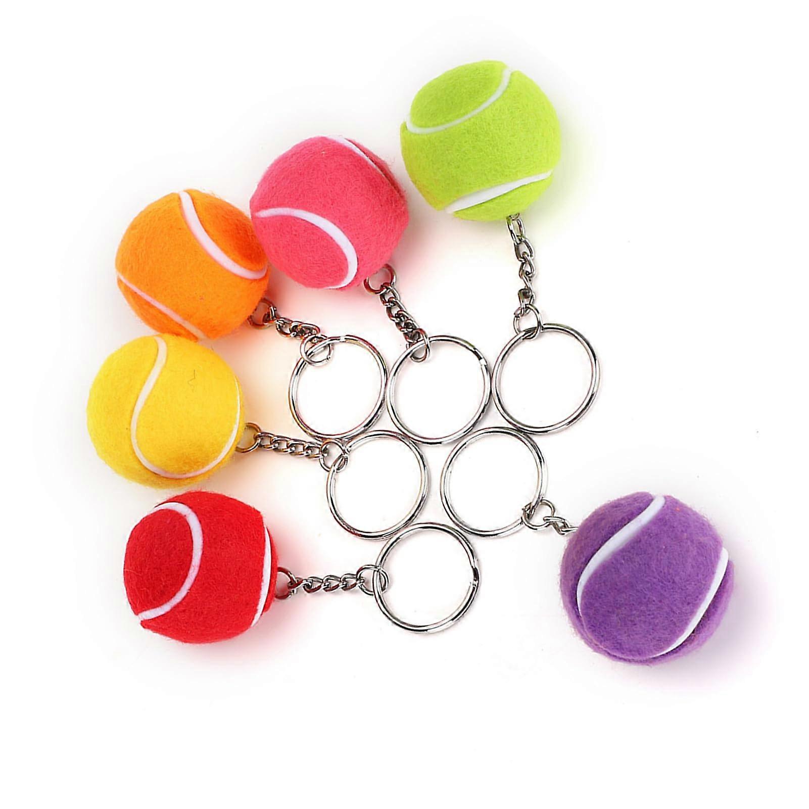 Tennis Racket Keychains 6-Piece Set, Tennis Ball Key Chain Pendants, Multi-Color Keychains for Bags and Keys, 4 cm