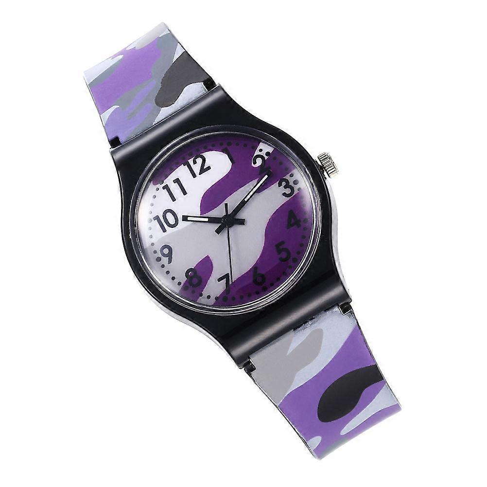 Kids Watch Waterproof Round Shape Plastic Material Camouflage Design For Children Everyday Use 1Set