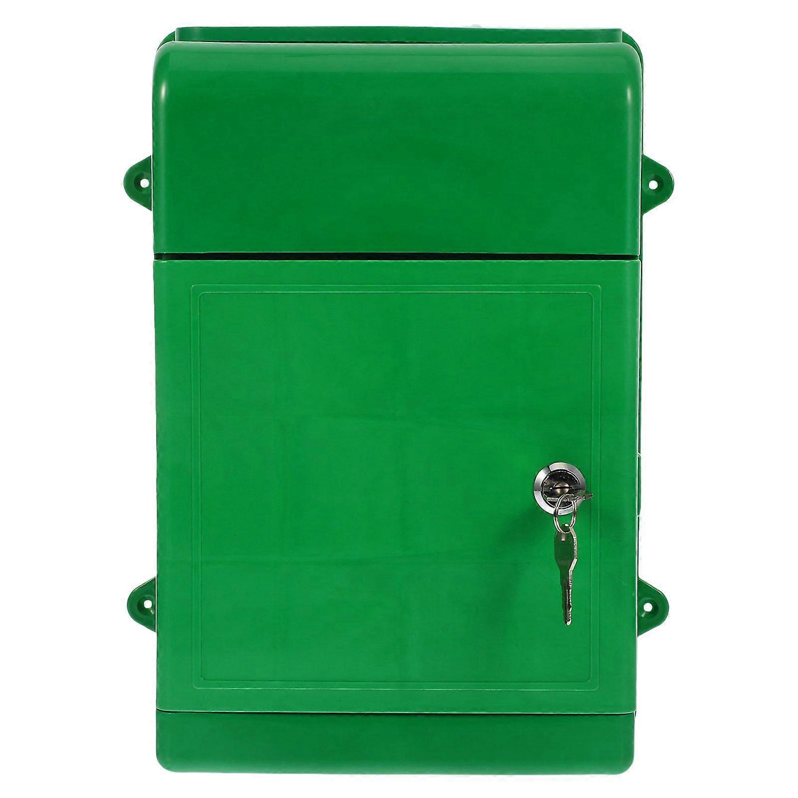 Large Capacity Wall Mounted Mailbox with Lock Weatherproof Key Drop Box for Office Home and Outdoor Use Secure Suggestion and Complaint Box Green Outl