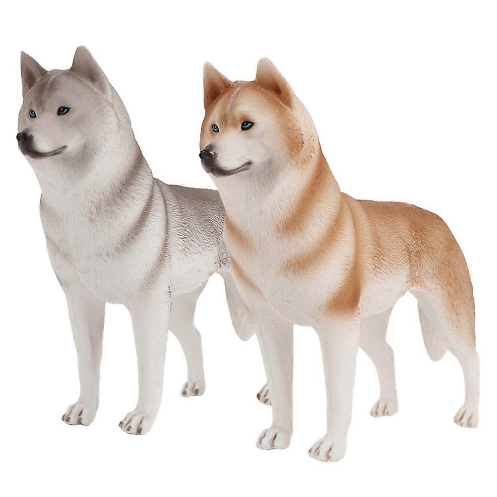 2pcs Realistic Husky Ornament Desktop Decoration for Home, Office, Car – Educational Toy for Imagination & Skill Development