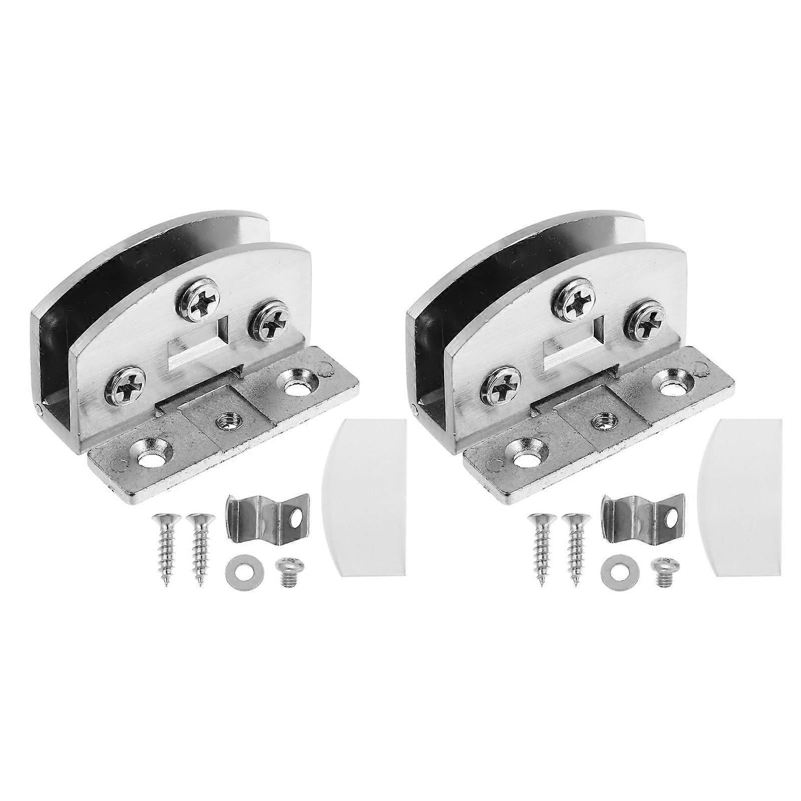 Glass Hinge for Indoor Use Rust-Proof Even Opening and Closing Force Silver 5x5cm 2Pcs