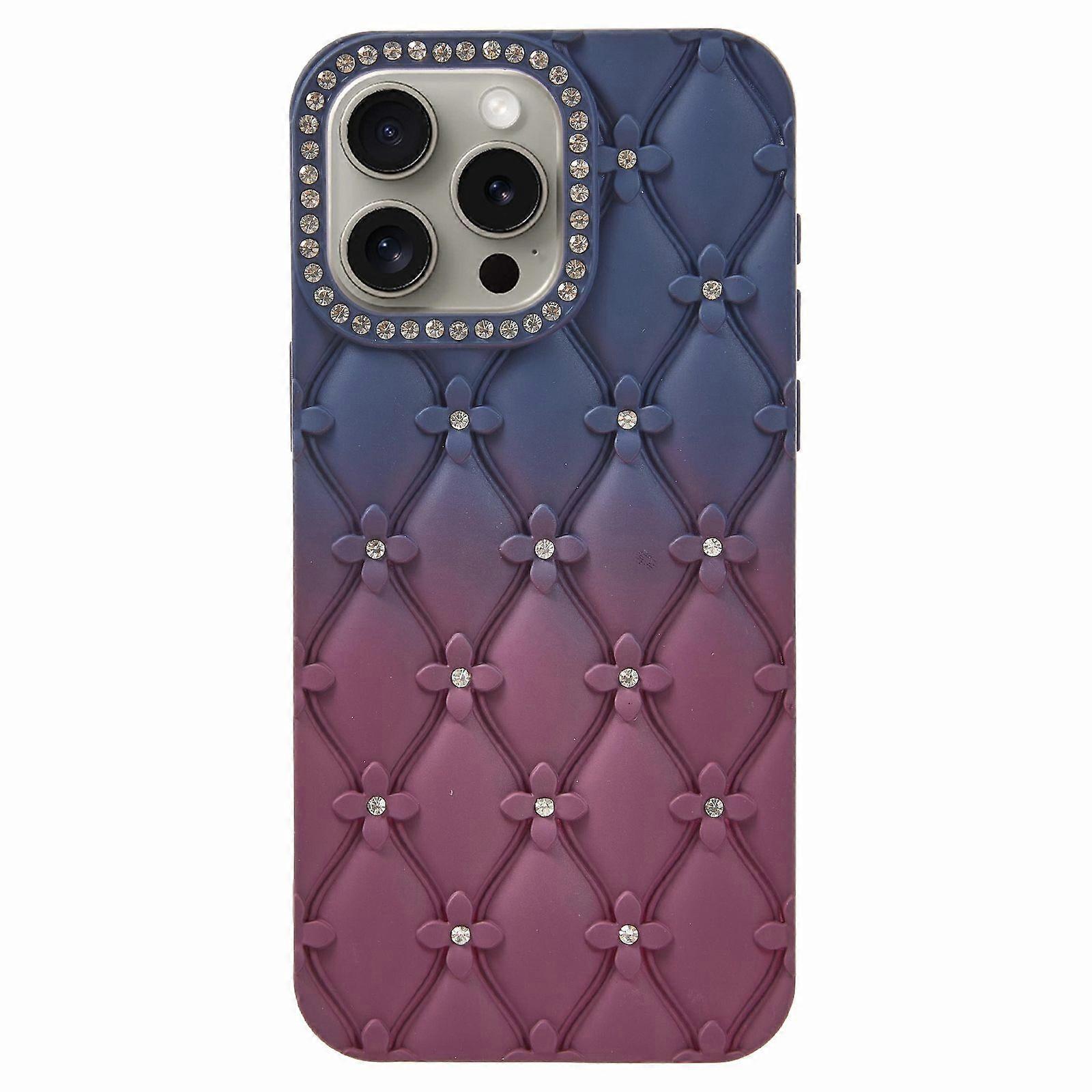 For iPhone 15 Pro Case Rhinestone Decor Rubberized TPU Phone Cover