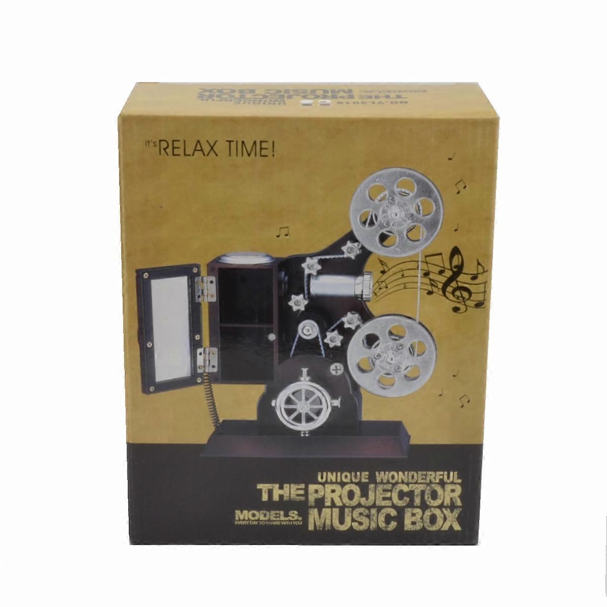 Aesthetic Music Box Retro Film Projector Style Clockwork Powered Mirror Function 8.19 X 6.5 X 2.95 Inch 1Pcs