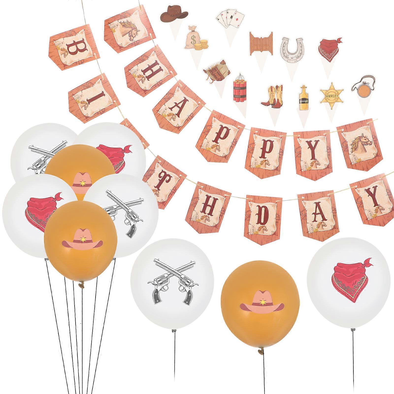 Western Party Pennant Banner Western Theme Birthday Decoration Assorted Color Square Shape Latex Material Colleagues Atmosphere Enhancement 1Set