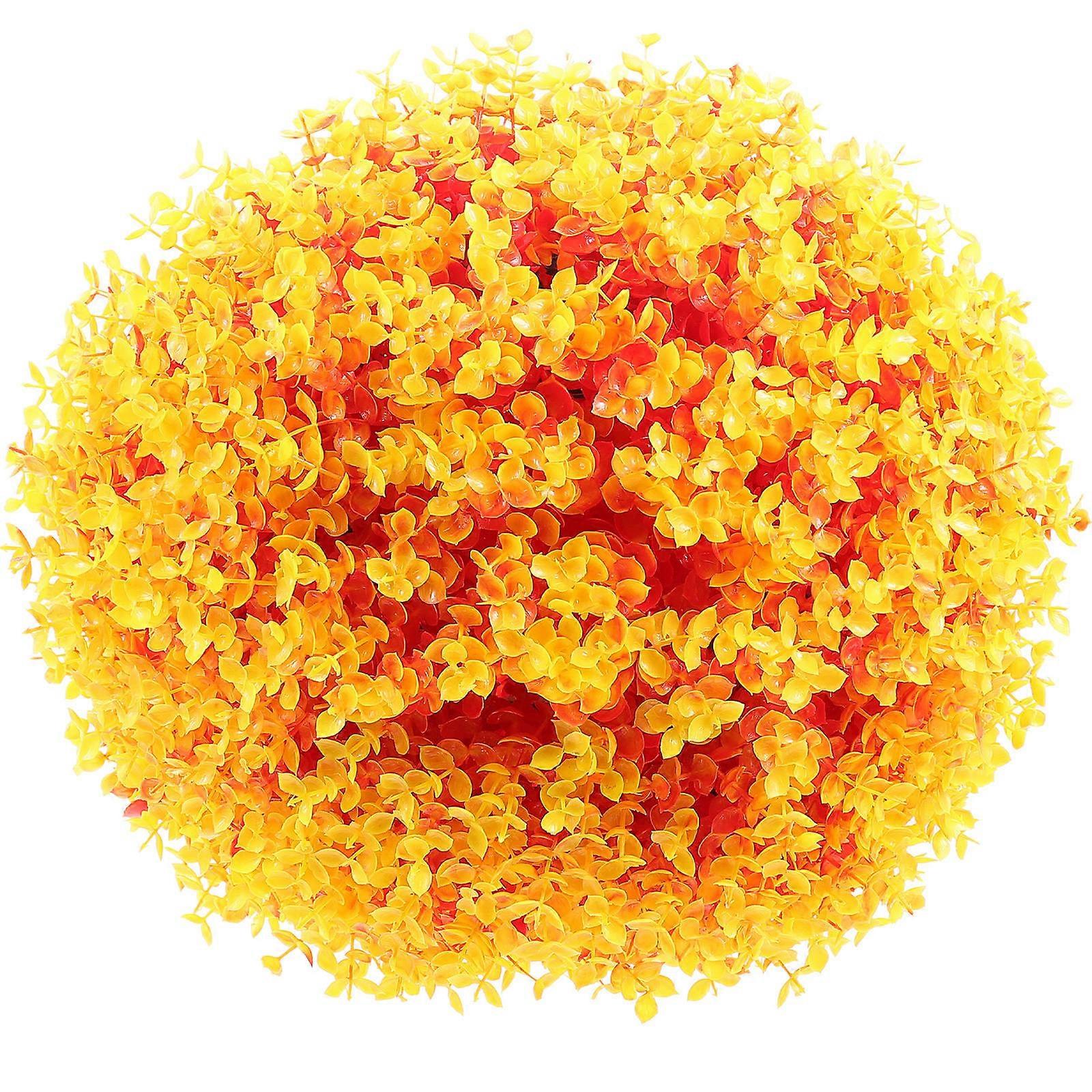 人工芝ボールシミュレート植物トピアリーボールオレンジ35.00X35.00X13.00cm屋内屋外使用1セット