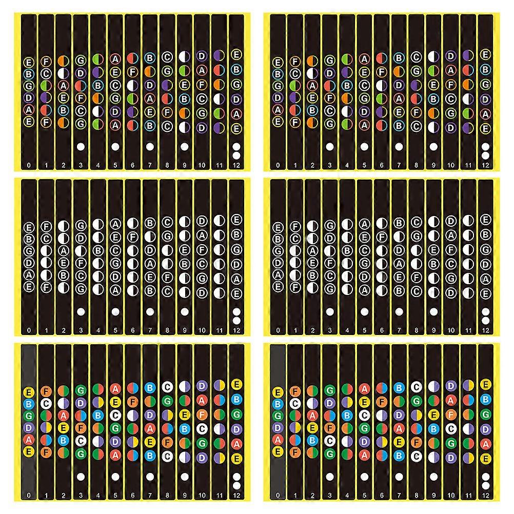 ギターノートステッカーフレットボードデカール学習補助接着剤装飾音楽練習用6枚
