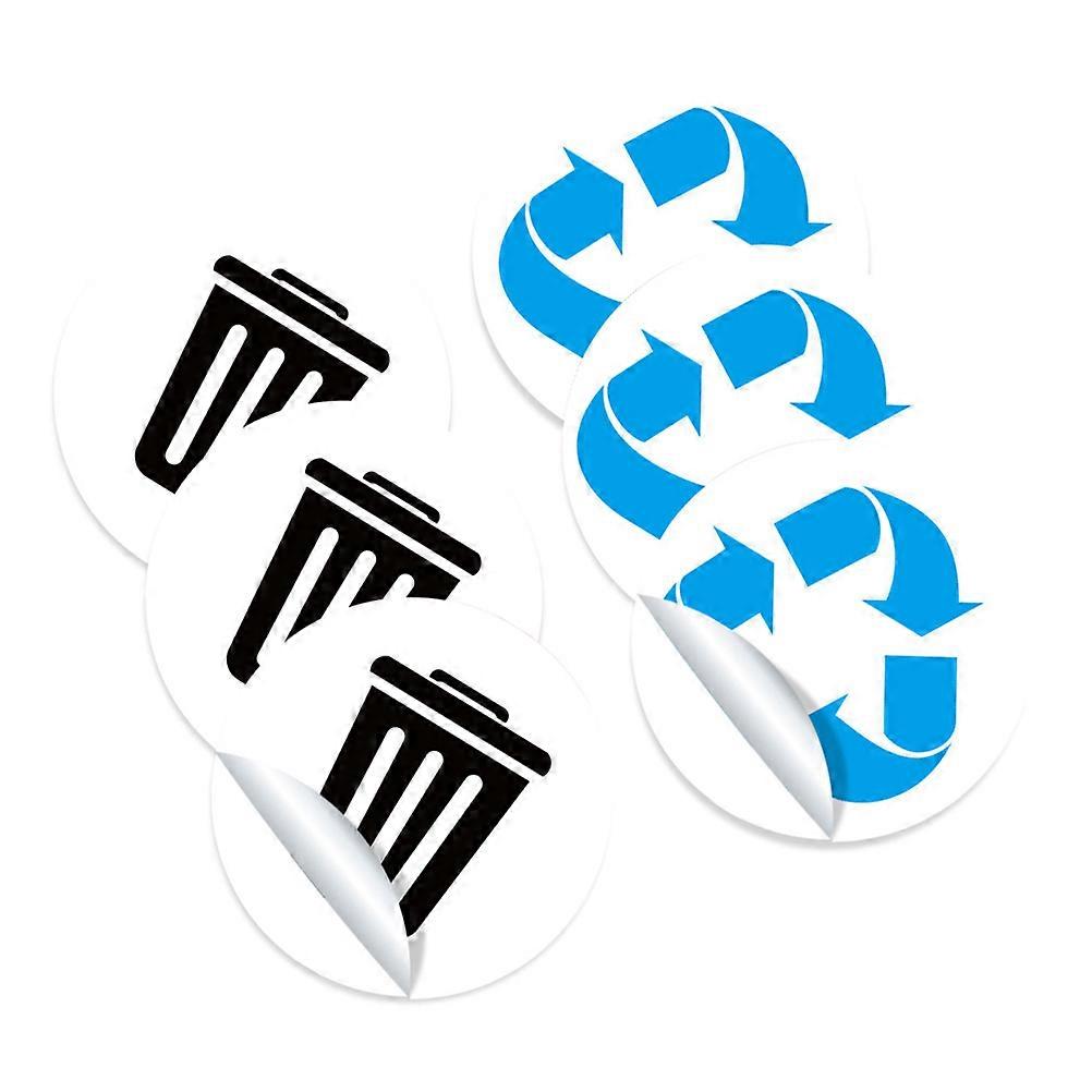 Trash Bin Sticker Set of 6 Sheets Garbage Sorting Stickers Wear-Resistant Multi-Colored 1Set