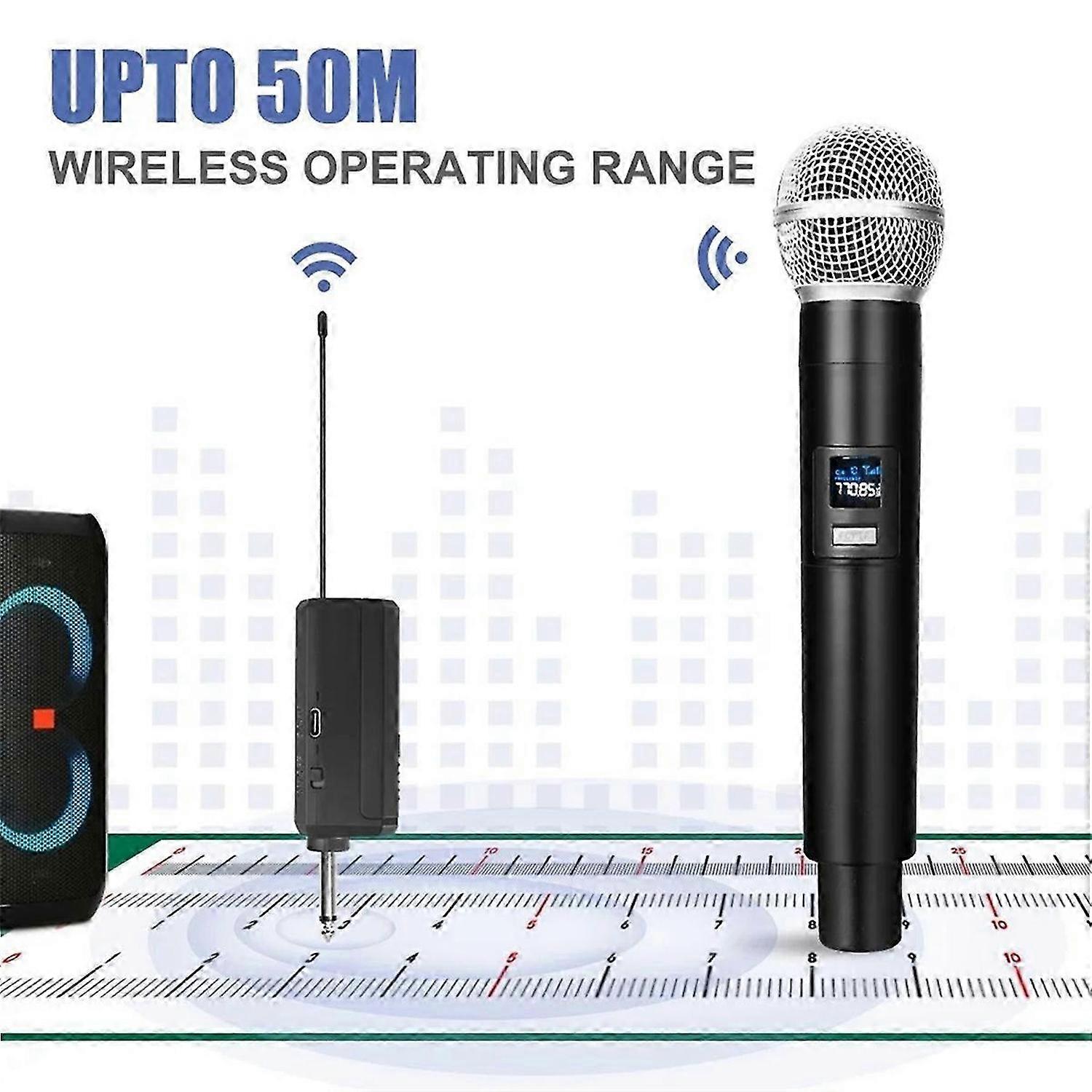 New Wireless Dual Handheld VHF Dynamic Microphone Karaoke Microphone with Receiver for Wedding Party