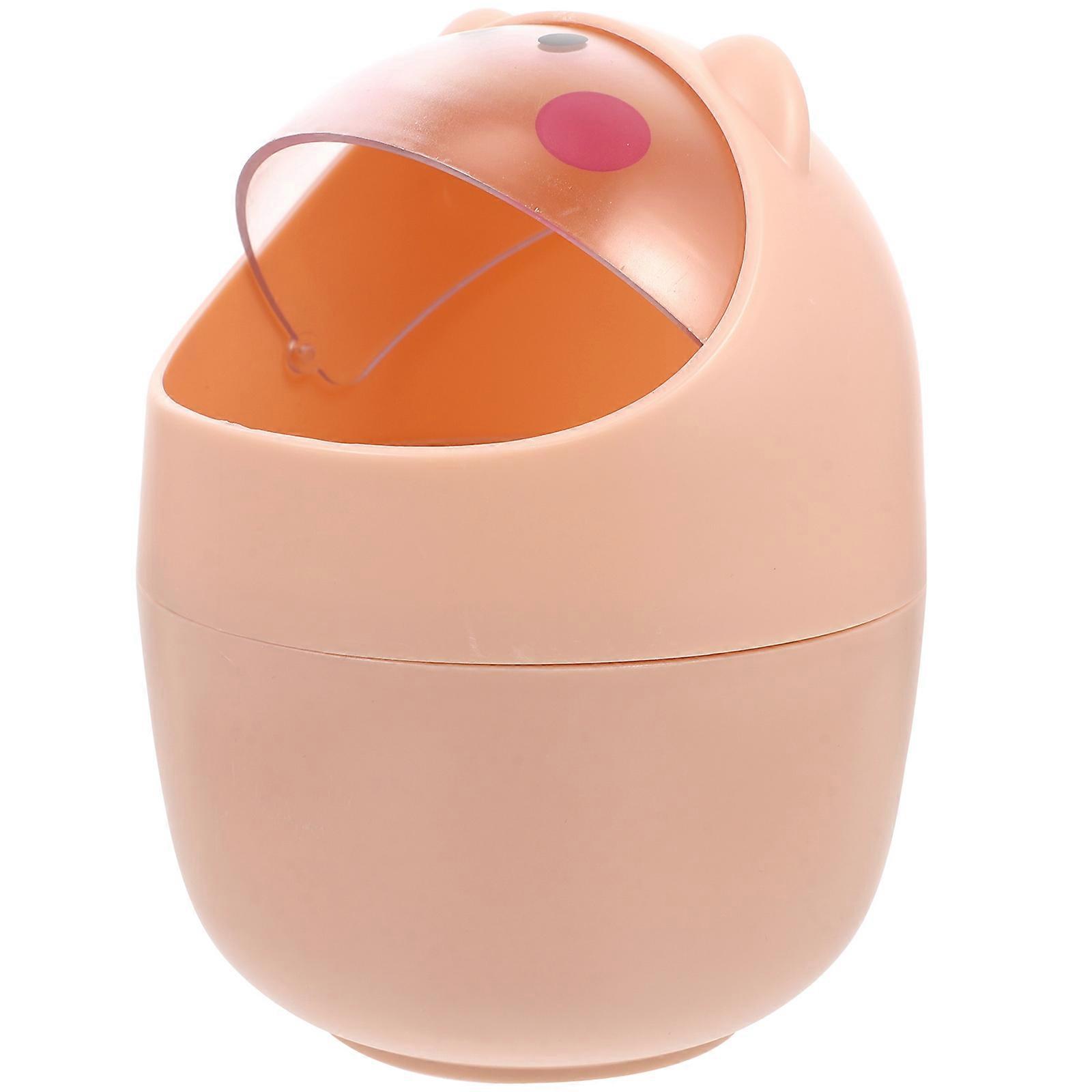 Pink Cartoon Desktop Trash Can for Storing Made of PP Light and for Home Office 1 Pc