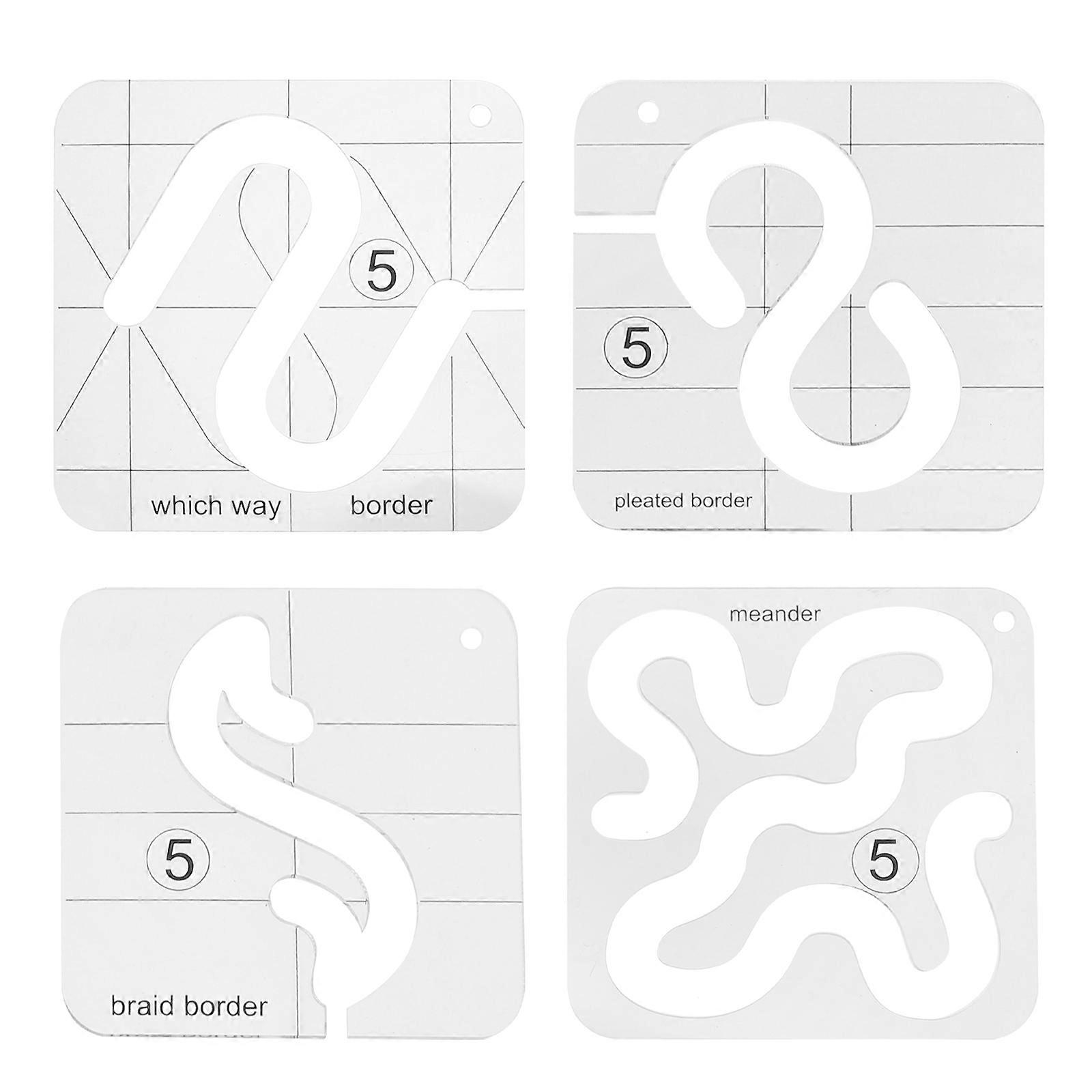 Acrylic Sewing Templates for DIY Quilting Rulers Set of 4 Pcs