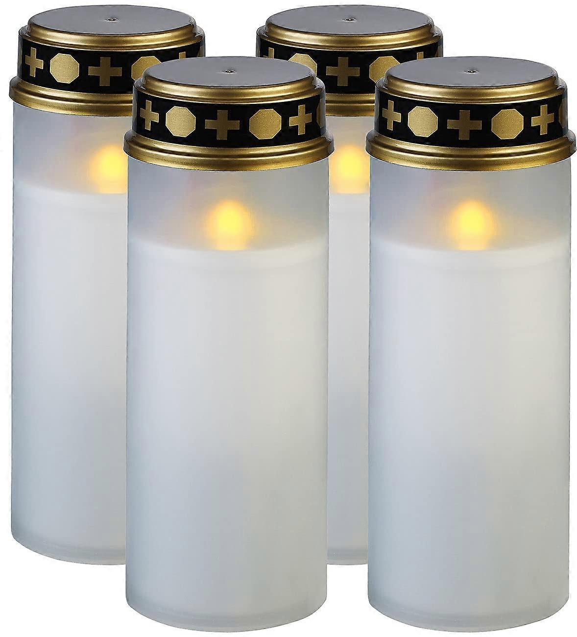 LED Grave Candles: Set of 4 XL LED Grave Lights, Light Sensor, Battery Operated, 21 cm, White (Candle Grave Light, Flickering Function, Tea Lights)