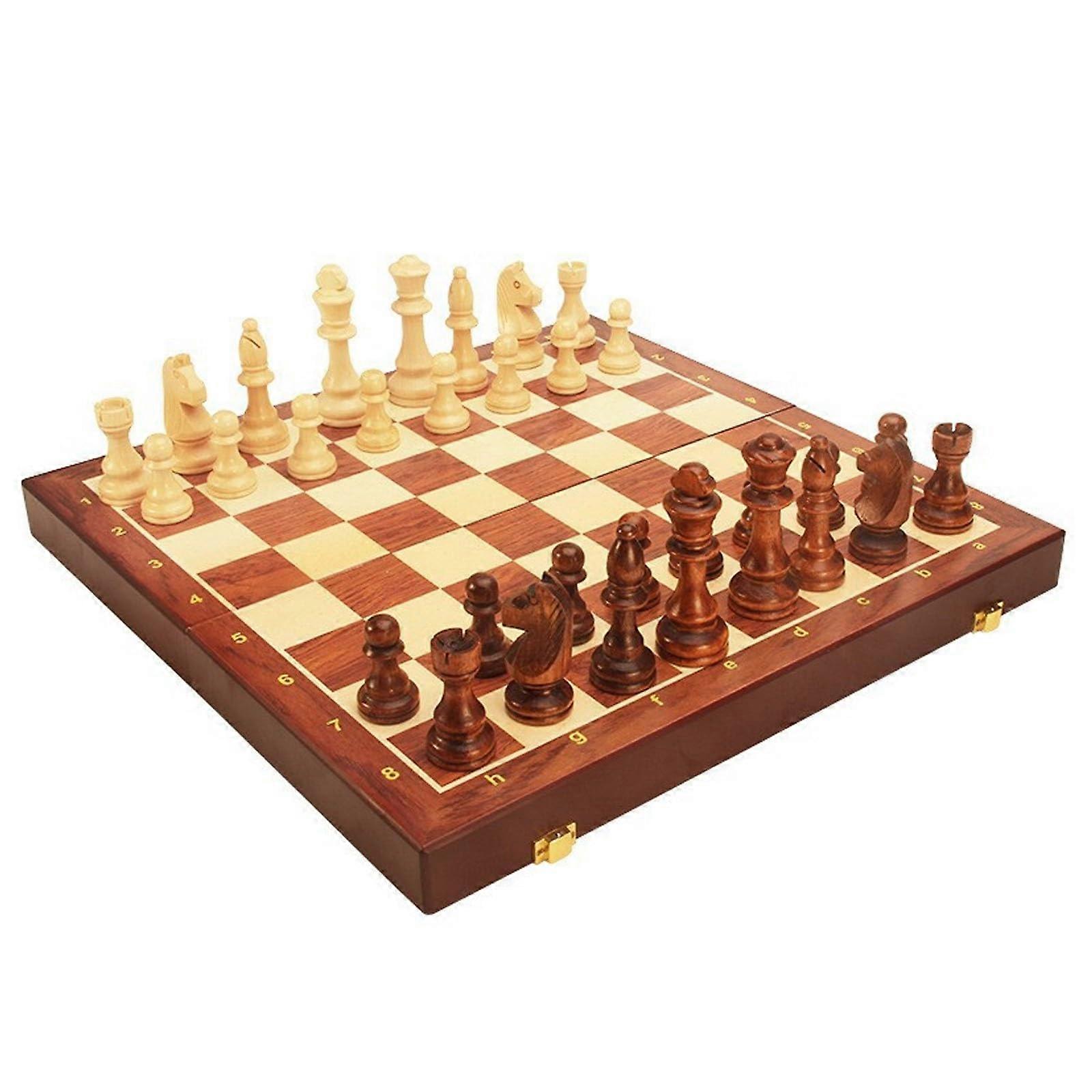 Wooden Magnetic Chess Game, Foldable Board with Storage Slot for Cards, for Beginners and Professionals (Size: 45 x 45 x 4 cm)