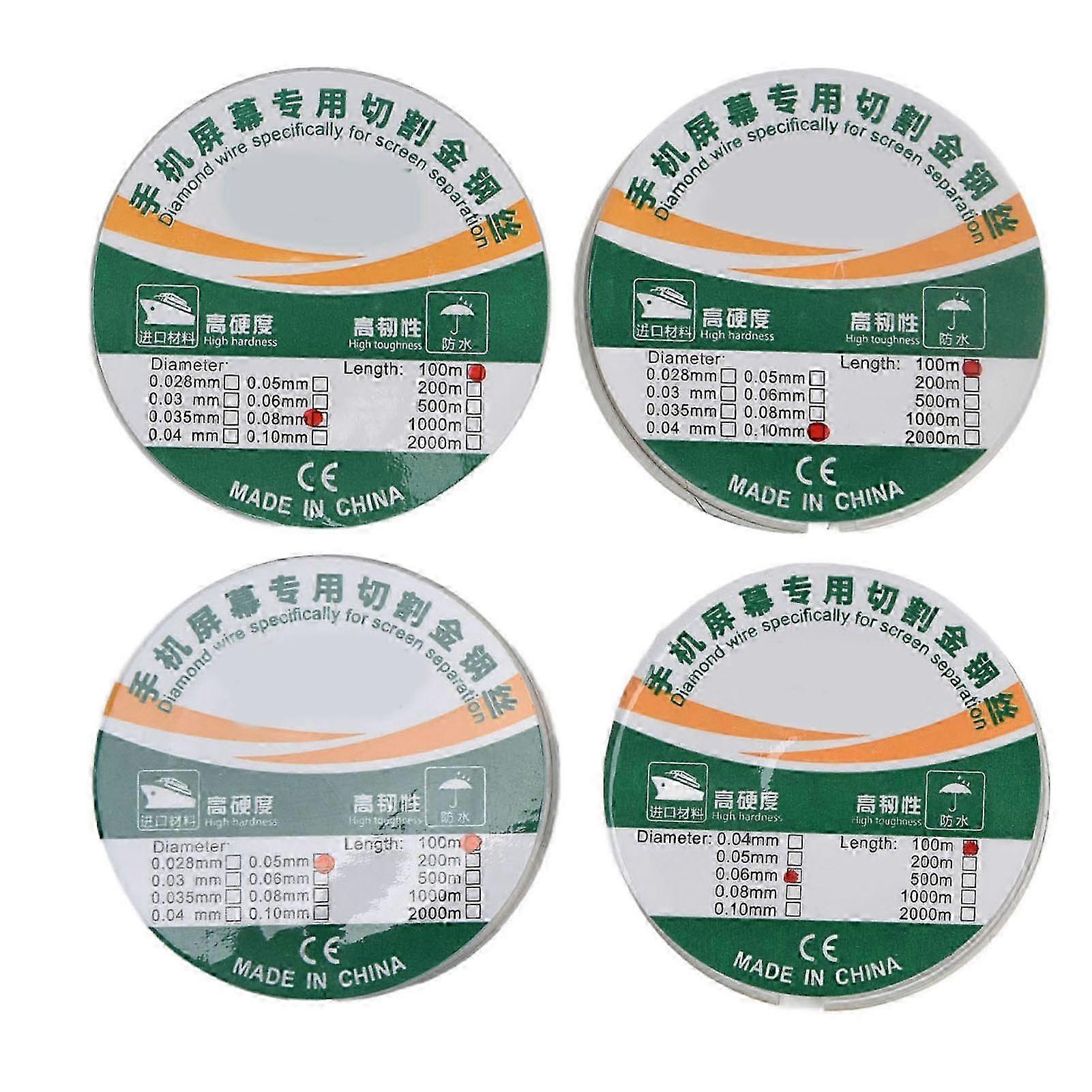 4Pcs Molybdenum Alloy Cutting Wire Separation Line for Cell Phone LCD Screen, 100 Meters Long