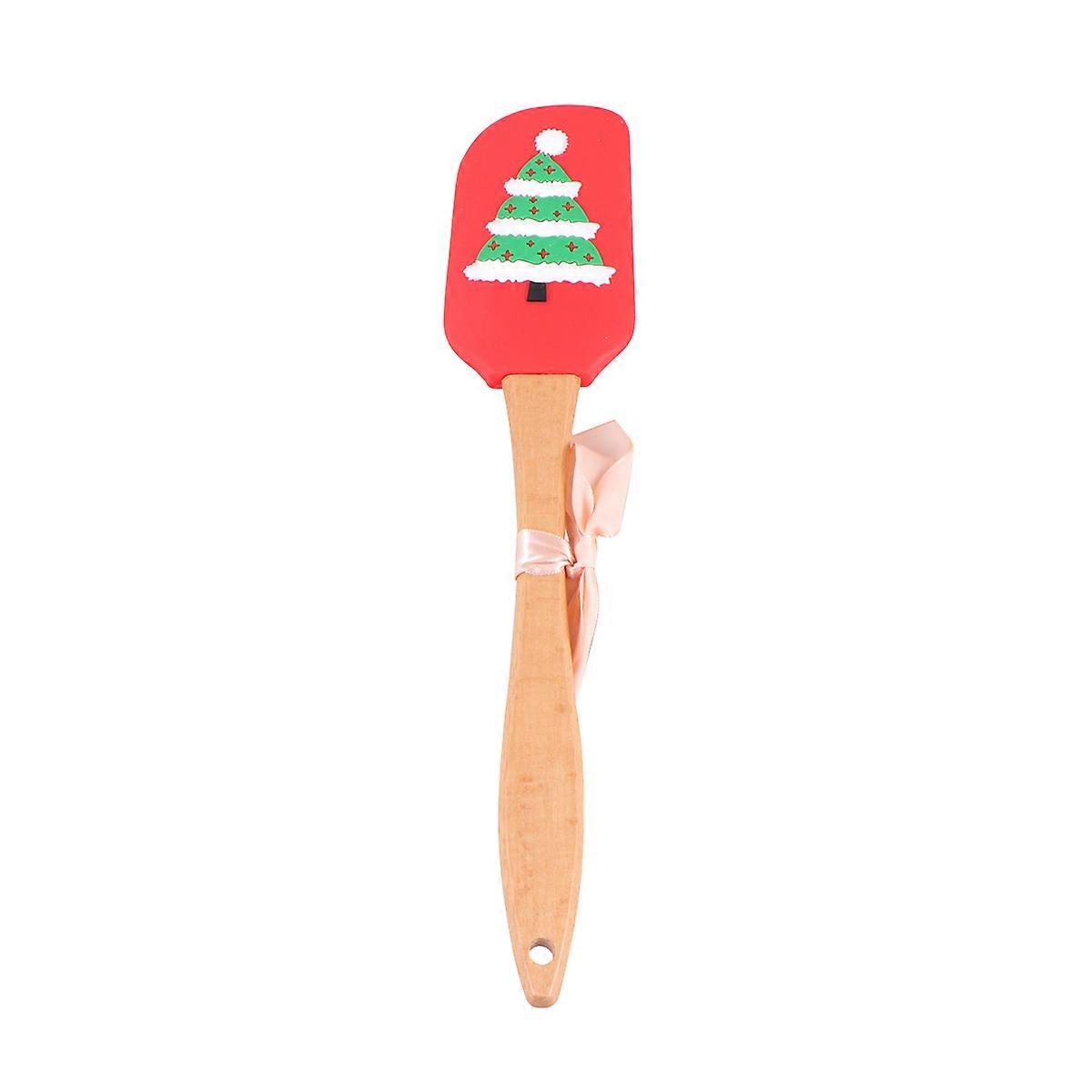 Silicone Spatula Christmas Baking Tool Red Color Stirring Scraping For Cooks Bakers 9.8×2.0×0.6in 1Pcs