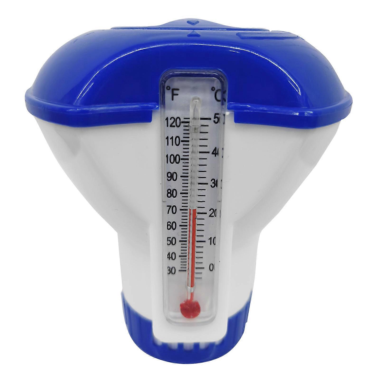 5-inch Float Dispenser Float Cup Pool Spa Chlorine Tablet Dispenser Floater with Thermometer 120℉