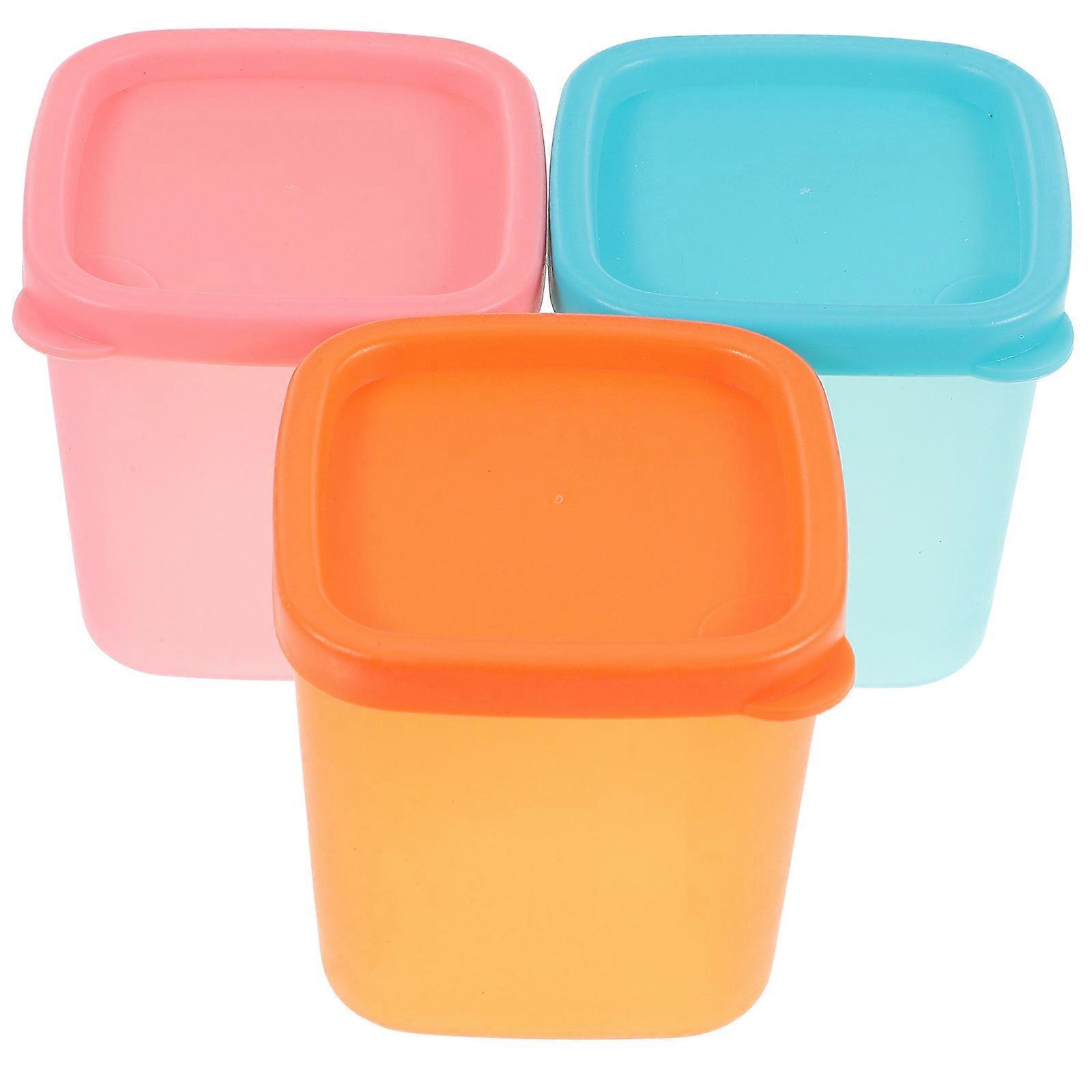 Plastic Ice Cream Cans Replacement Reusable Ice Cream Box Home Use 7.00X7.00X7.00CM Food Storage 3Pcs