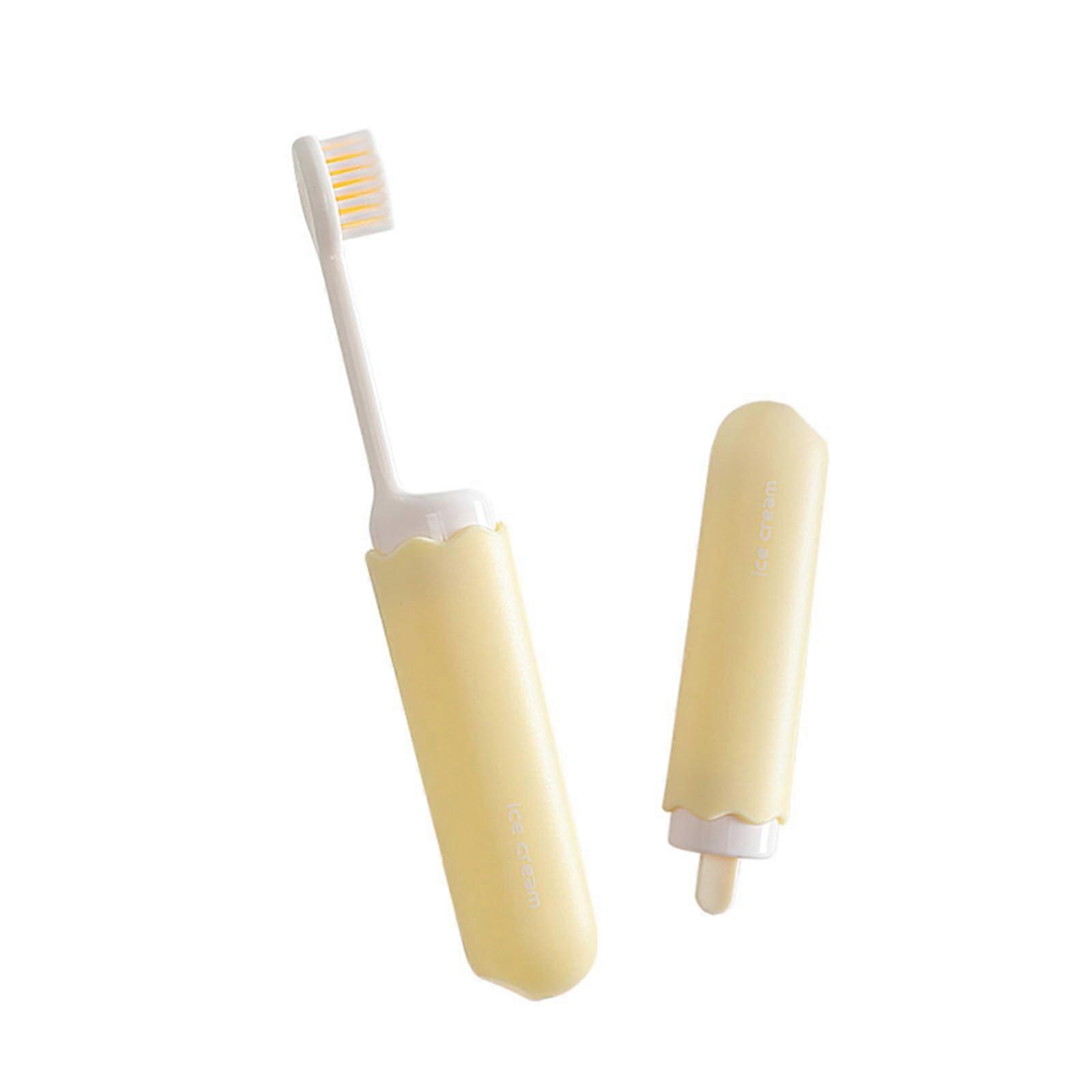 Foldable Travel Toothbrush Soft Bristles Compact Folding Popsicle Toothbrush for Camping Hiking White One Size 1 Pc
