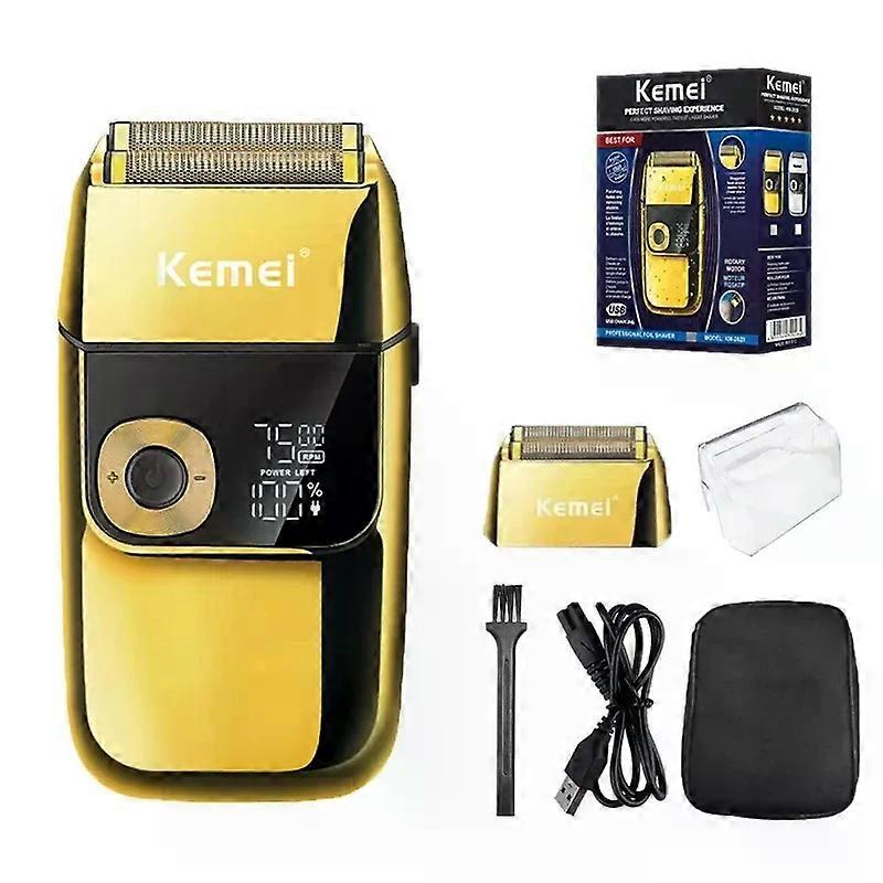 KM-2028 Men's Electric Metal Shaver LED Display Adjustable Speed USB Electric Shaver Hair Shavers