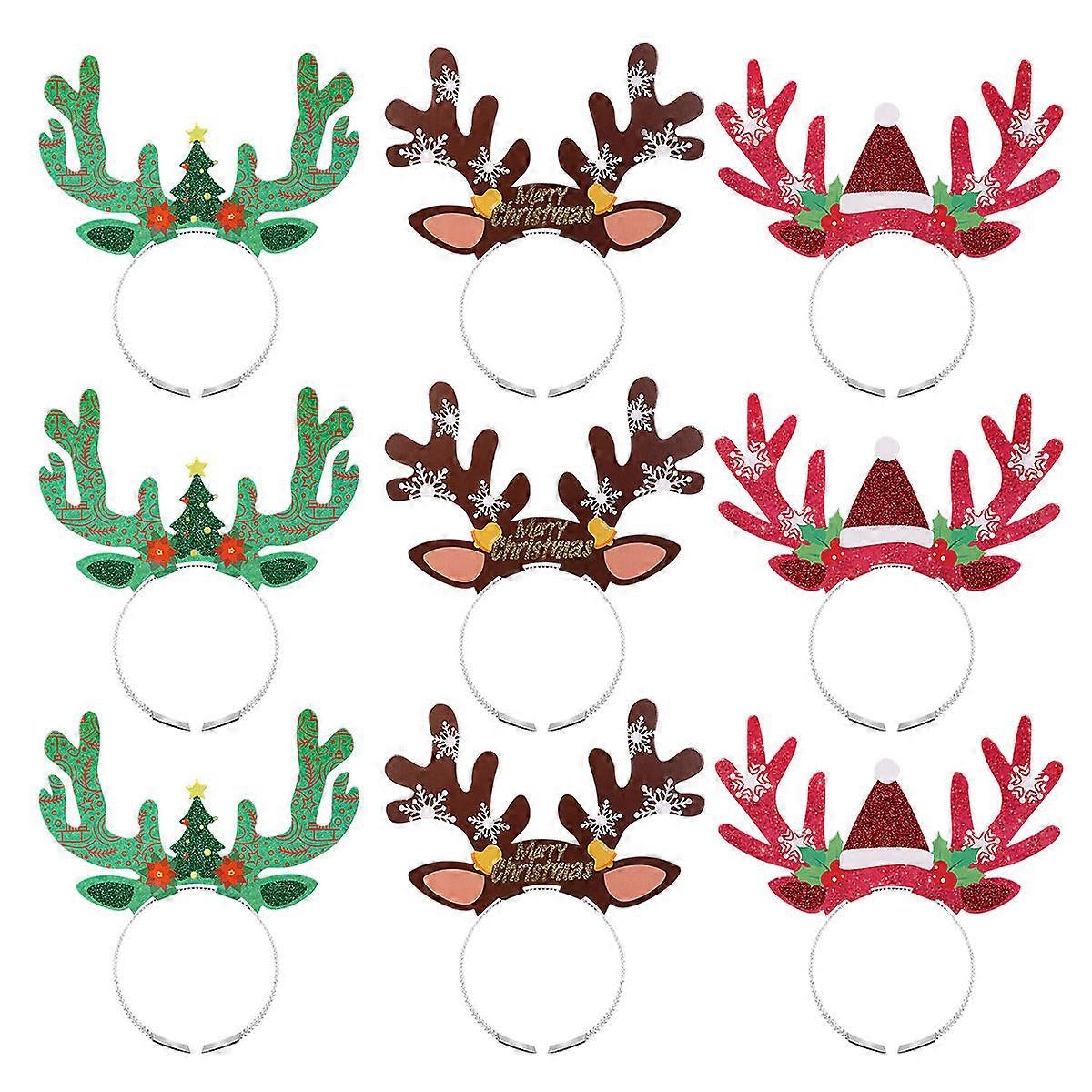 Ugly Christmas Accessories Reindeer Headbands Pack Assorted Color Party Decoration