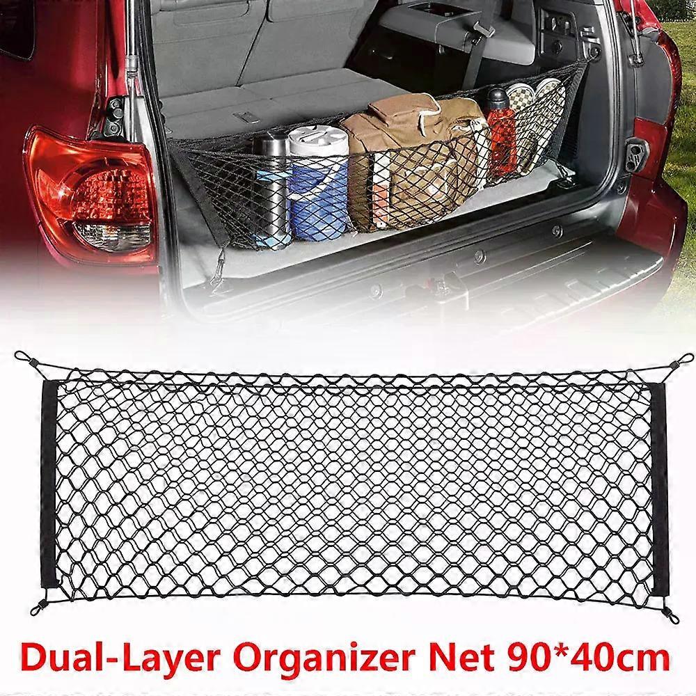 Car Trunk Cargo Net Auto Rear Tailgate Storage Organizer Nylon Elastic With Hooks Mesh Pocket Stuff Holder