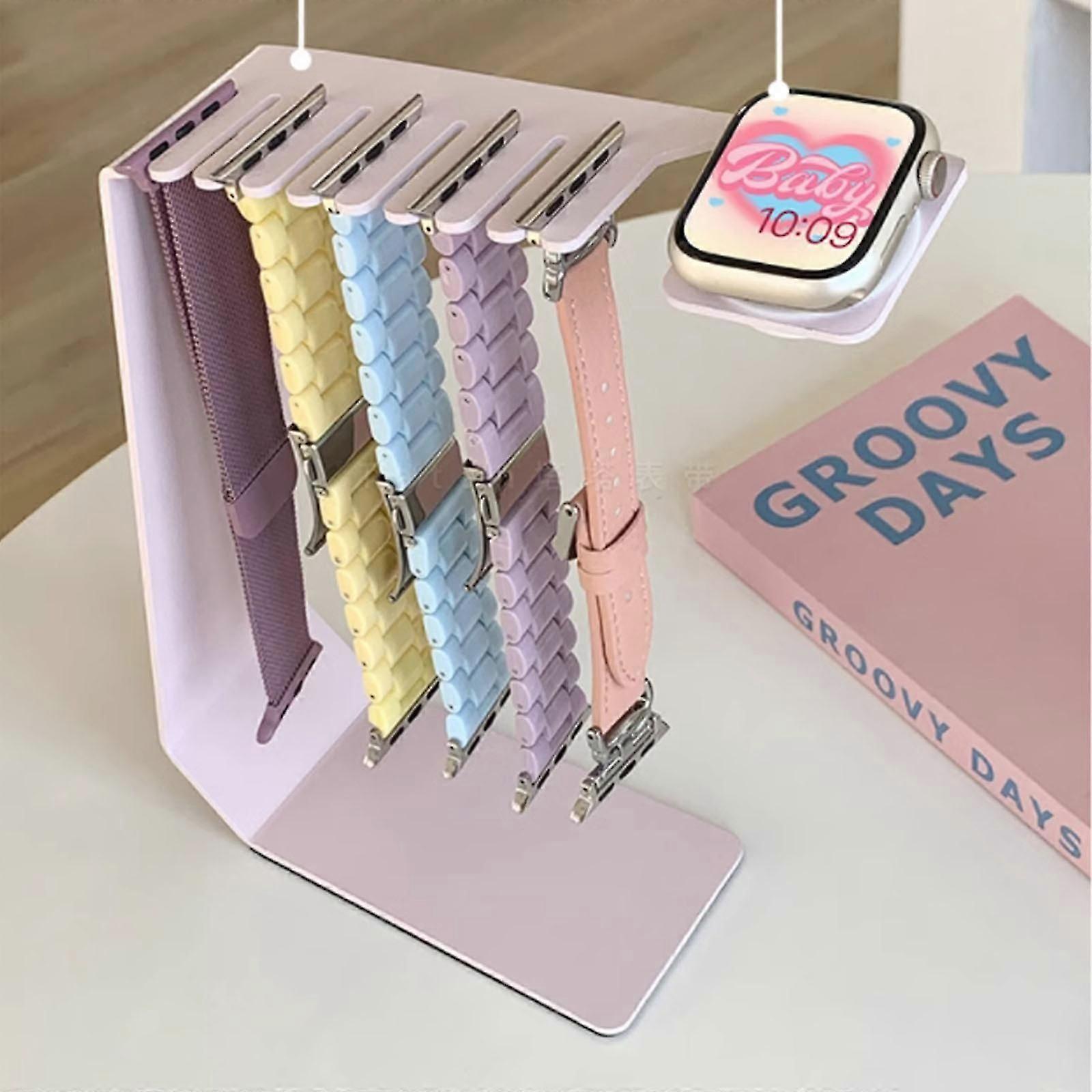 Ur Band Holder Organizer til iPhone, Rustfrit Stål Opbevaringsstativ Urrem Opbevaring til iwatch Stativ med Oplader Groove