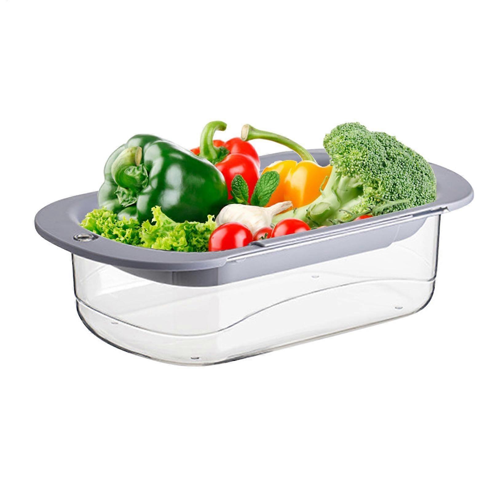 Over the Sink Strainer Basket, Double Layer Berry and Tomato Washer, Grey