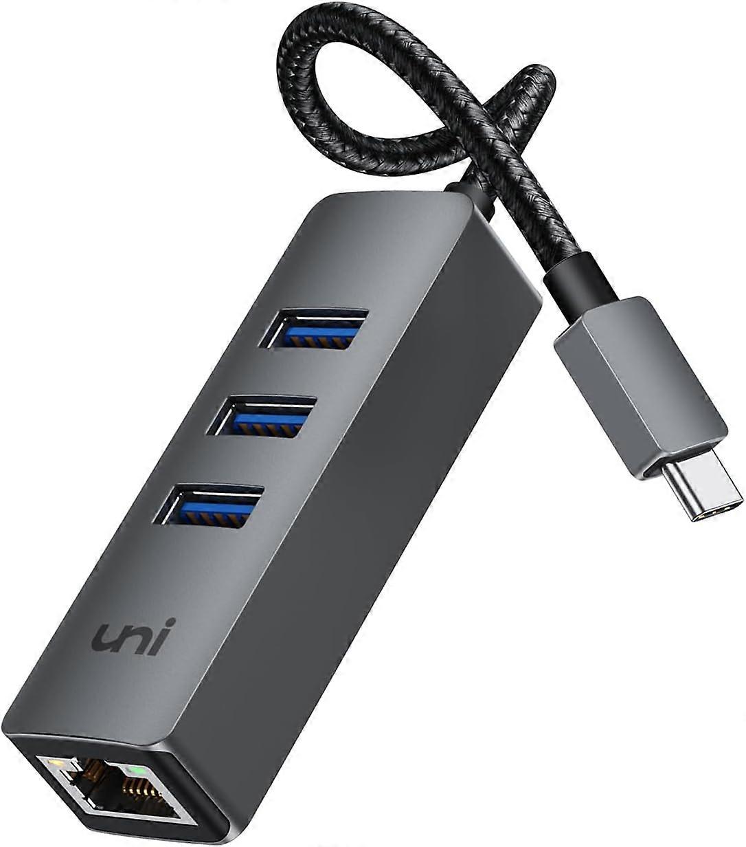 Adattatore da USB-C a Ethernet, HUB USB C Ethernet 1Gbps con USB 3.0 4IN1, [compatibile con Thunderbolt 4/3] Adattatore di rete da USB C a rete