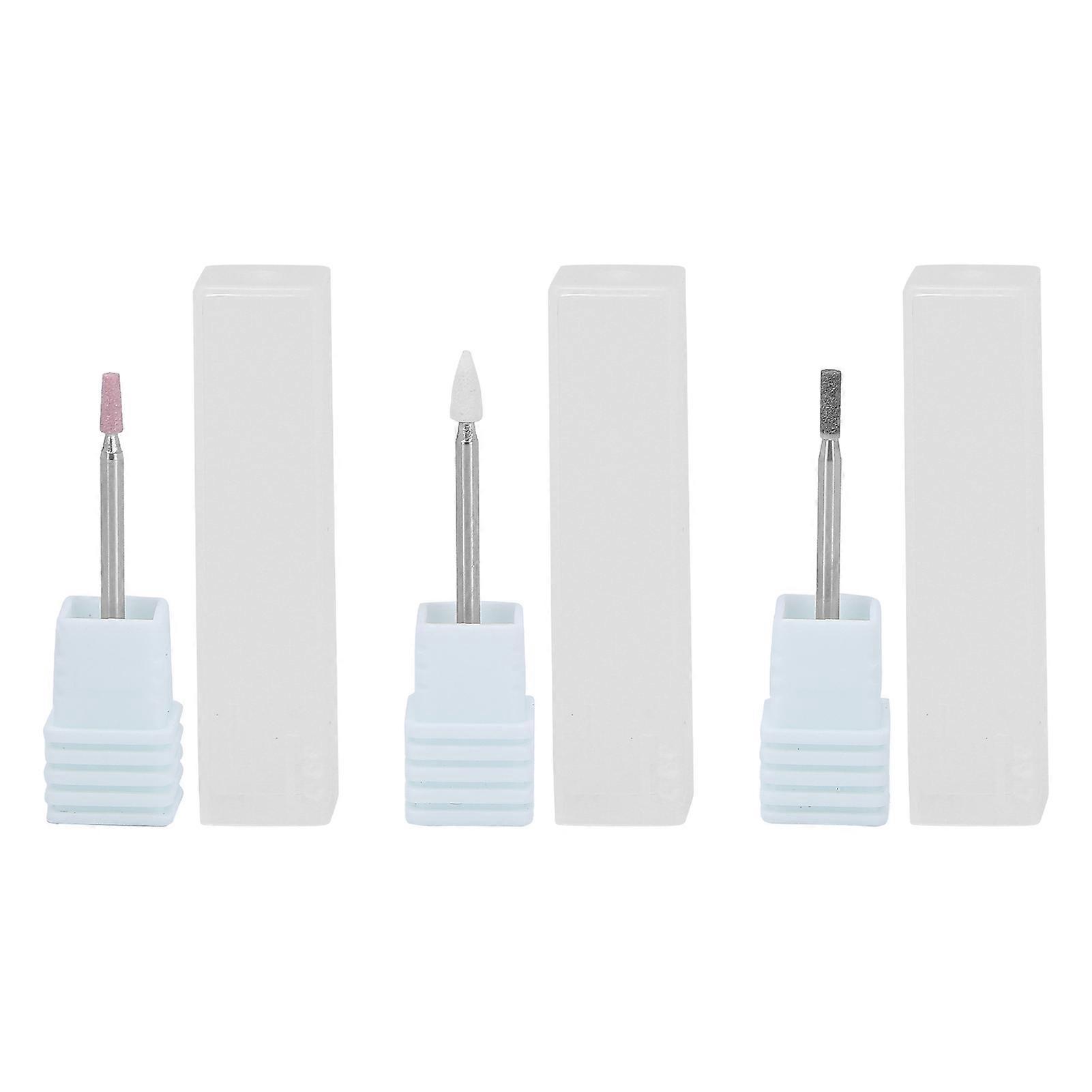3pcs Nail Drill Bits Professional Nail File Cuticle Remover Bits with Storage Box