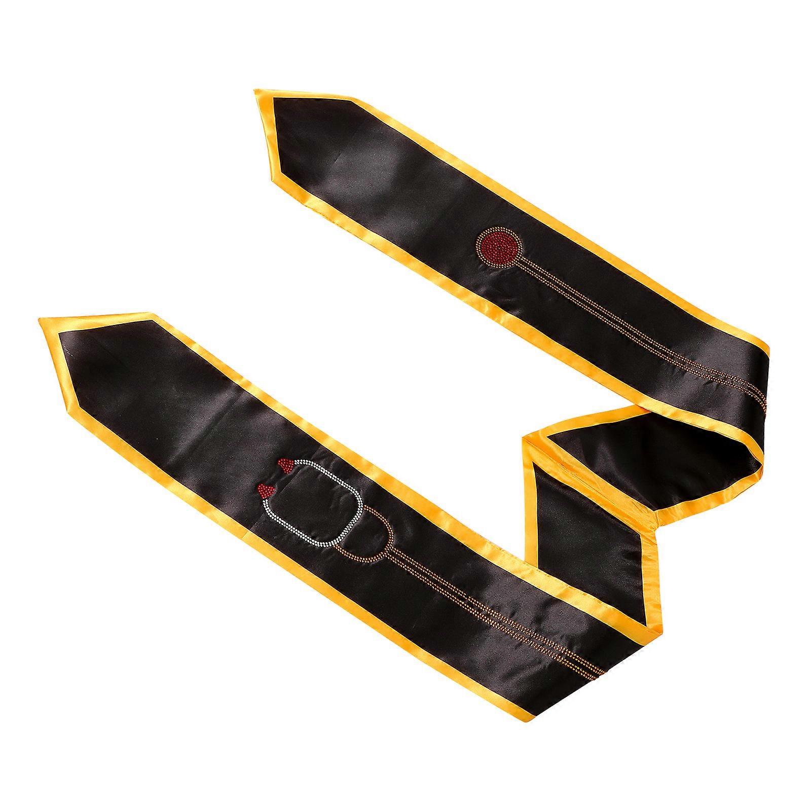 Prom Sashes Diamond Ribbon-Like Shoulder Belt For Photography Black Graduation Theme 1Pack