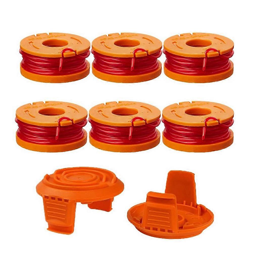 10PCS/Set Cutting Trimmer Nylon Line Mowing Ropes Replacement Strimmers Spools with Lids Compatible for WORX WA0010 (Orange)