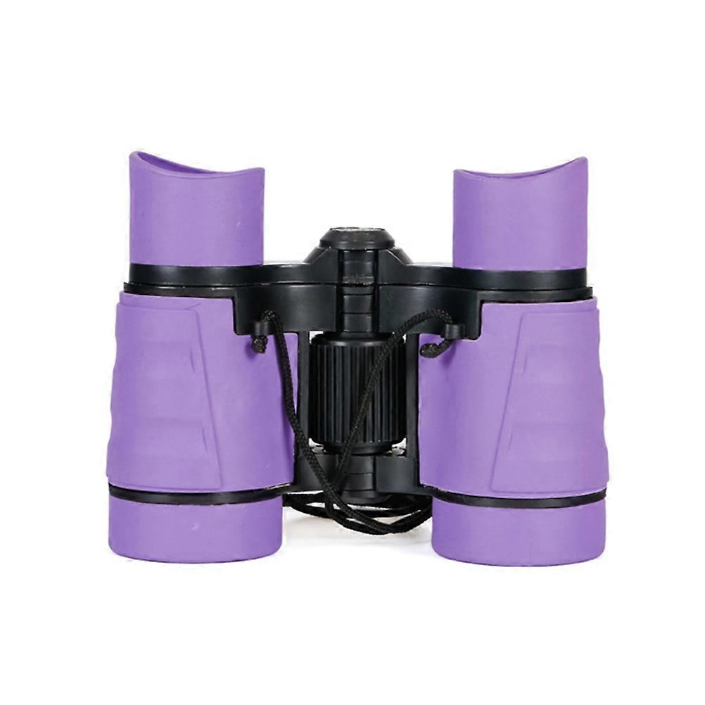 Kids Binoculars Toy for Bird Watching Made of Plastic with Adjustable Lens Tubes and Long Rope Purple 4X