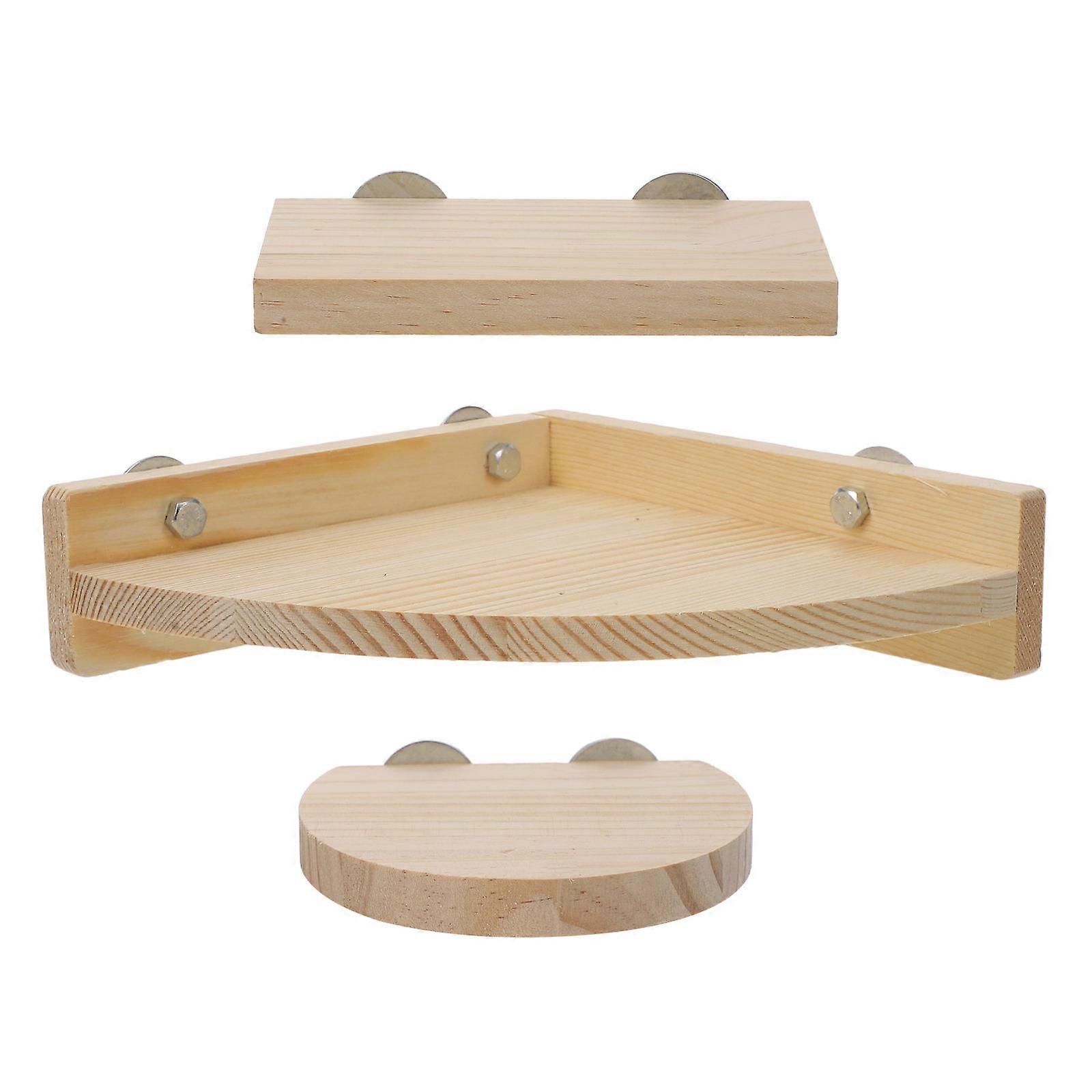 Khaki Bird Stand Platform for Pet Use Made of Composite Material Ideal for Small Pets 3 Pieces