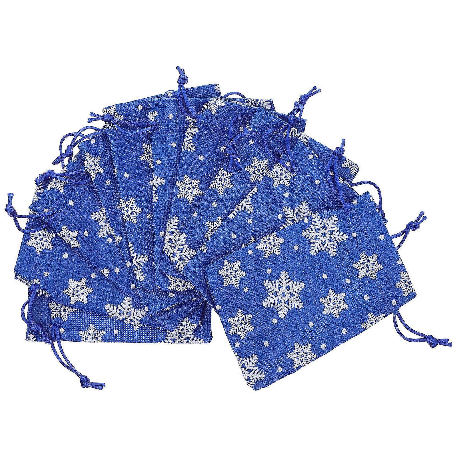 Small Drawstring Bags Linen Gift Pouches Christmas Gifts Storage Children Families Rectangular Simple Design 10Pack