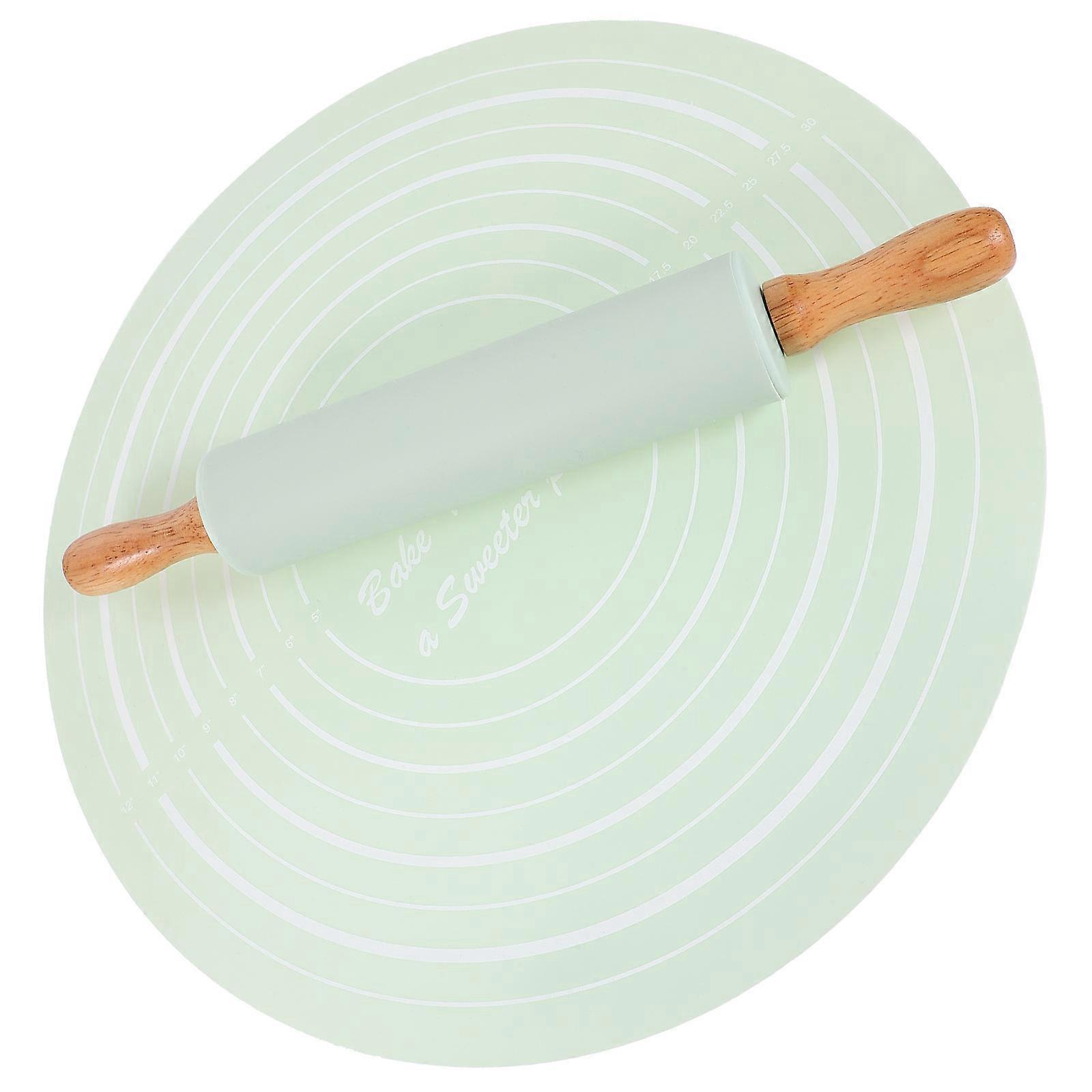 1 Set Silicone Baking Mat for Bread Rolling Dough Pastry Nonstick with Rolling Pin