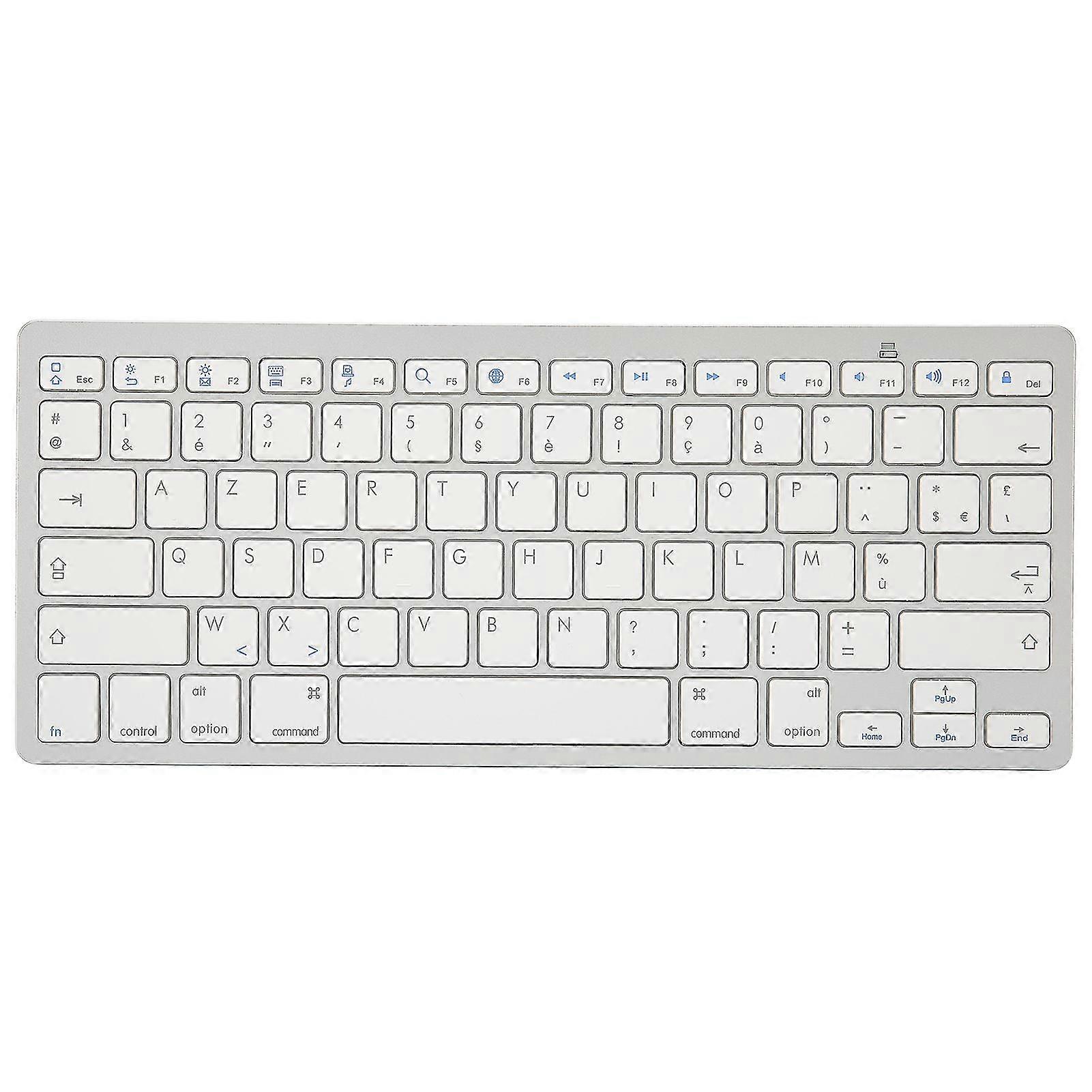 Ultra Thin Portable Wireless Mini Keyboard - 78 Keys White Computer Keyboard Compatible with Android, OS X, iOS & Windows