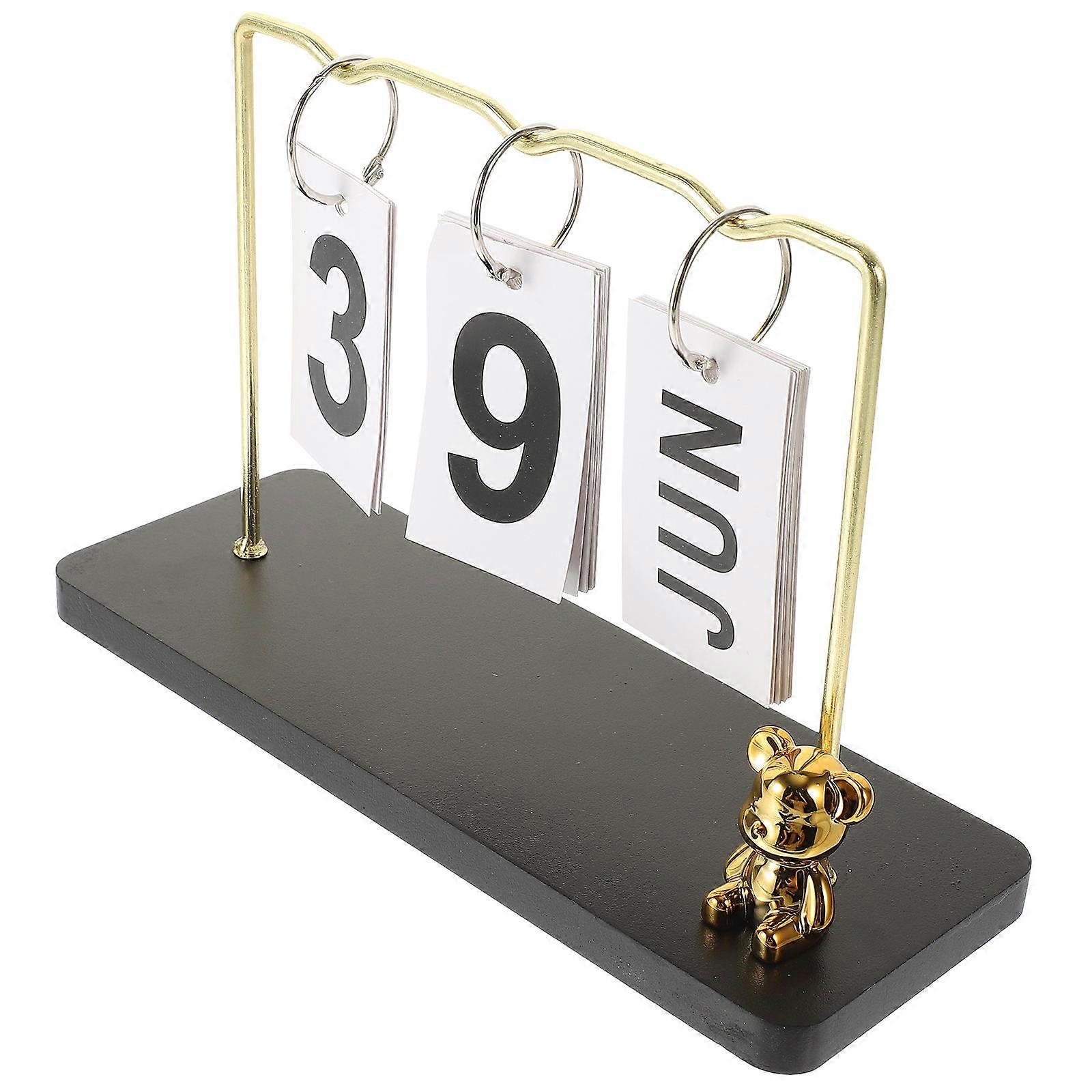 Desk Calendar Perpetual Calendar Rustic Wooden Calendar Office Use Home Decoration Rectangular Date Reminder 1Pack