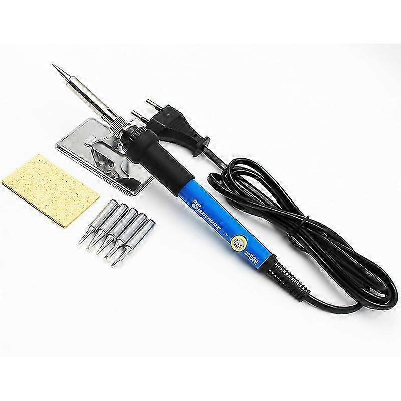 Soldering Iron 60W 220V Temperature Adjustable Soldering Kit with 5 Soldering Heads, Soldering Iron Stand, Tin Wire