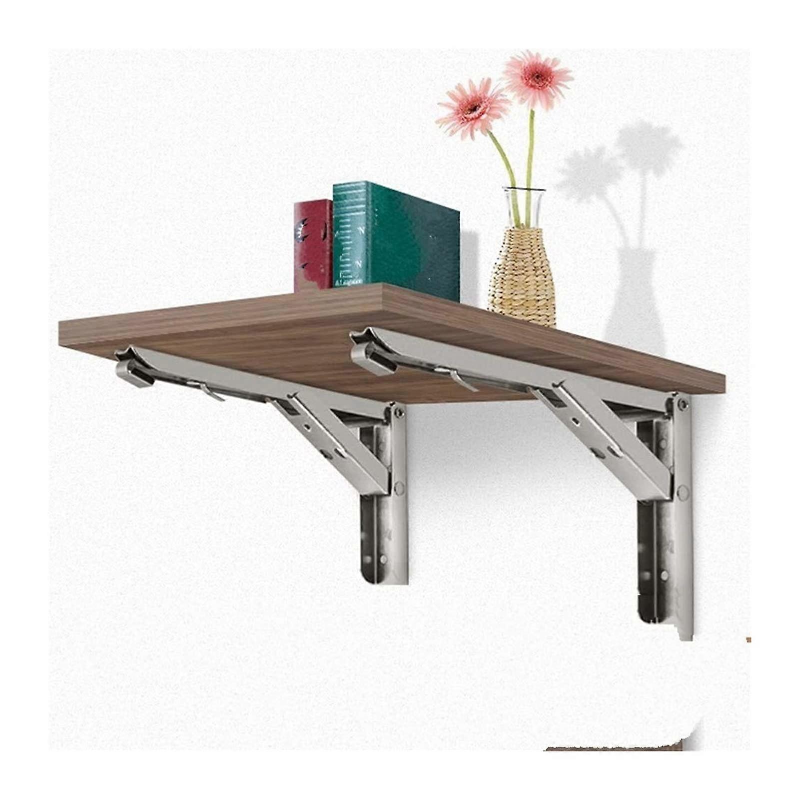 Metal Bracket 2 Pieces Folding Shelf Brackets Stainless Steel Foldable Shelf Bracket (8Inch)