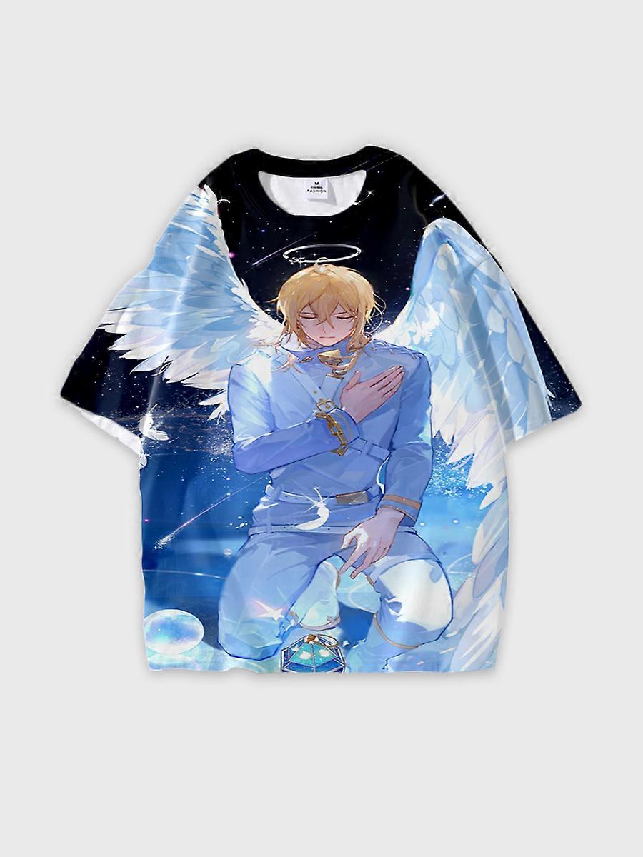 T-shirt round neck Role Pattern loose short sleeve E3563