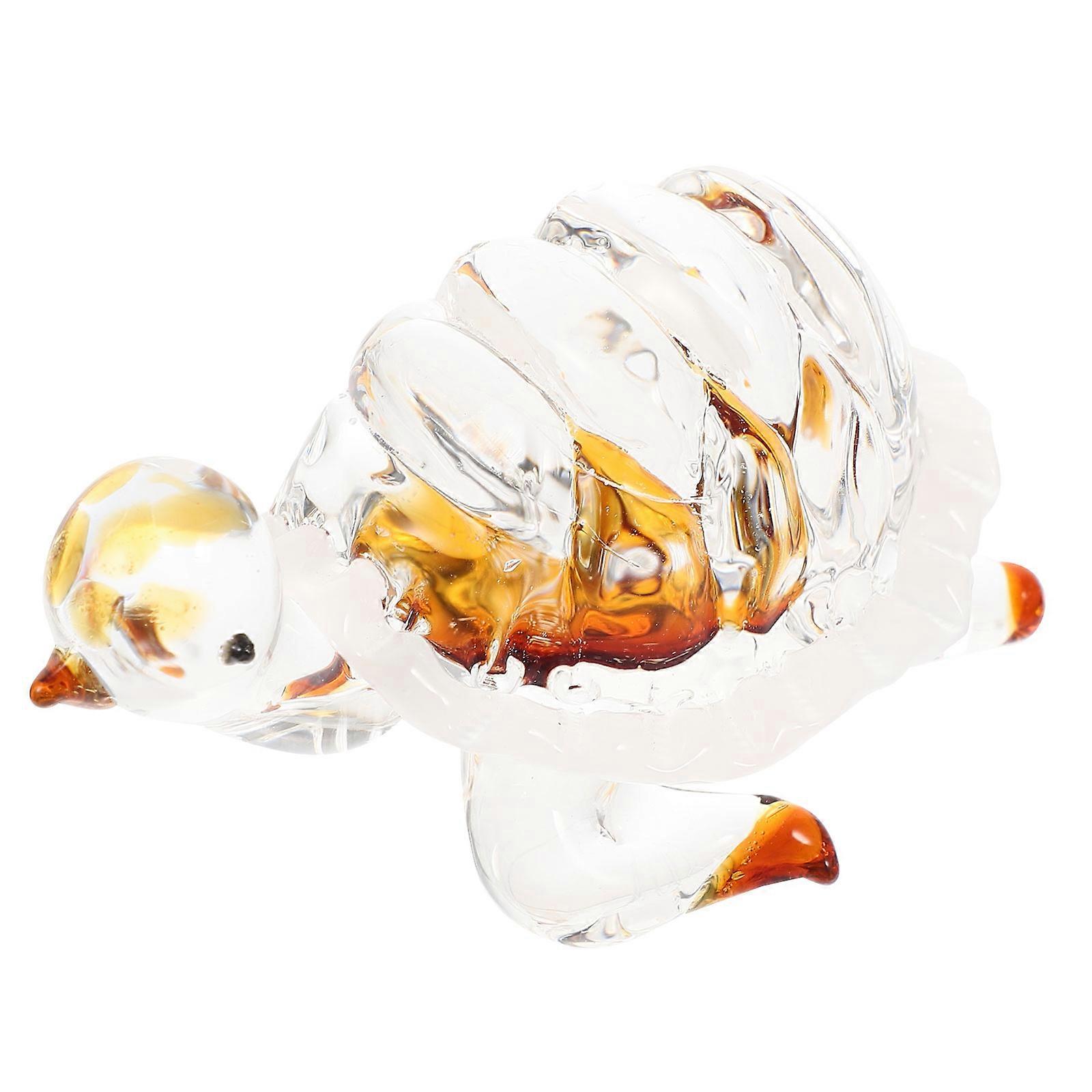 Turtle Sculpture Glass Adornment Tabletop Scene Layout Indoor Space Natural And Artistic Design 1Set