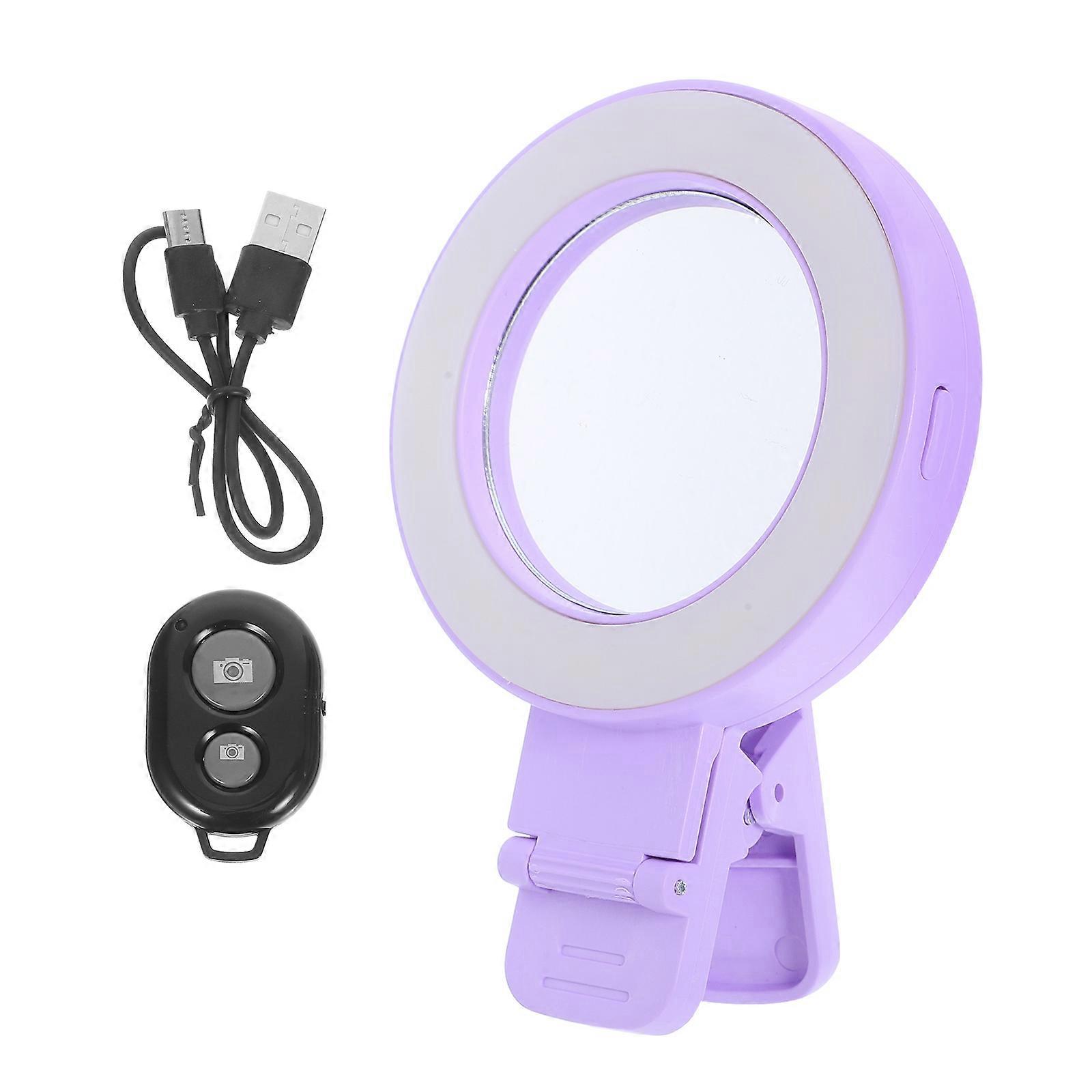 Clip-On Rear Camera Selfie Mirror Phone Camera Mirror Travel Enhanced Lighting Lilac 1Set