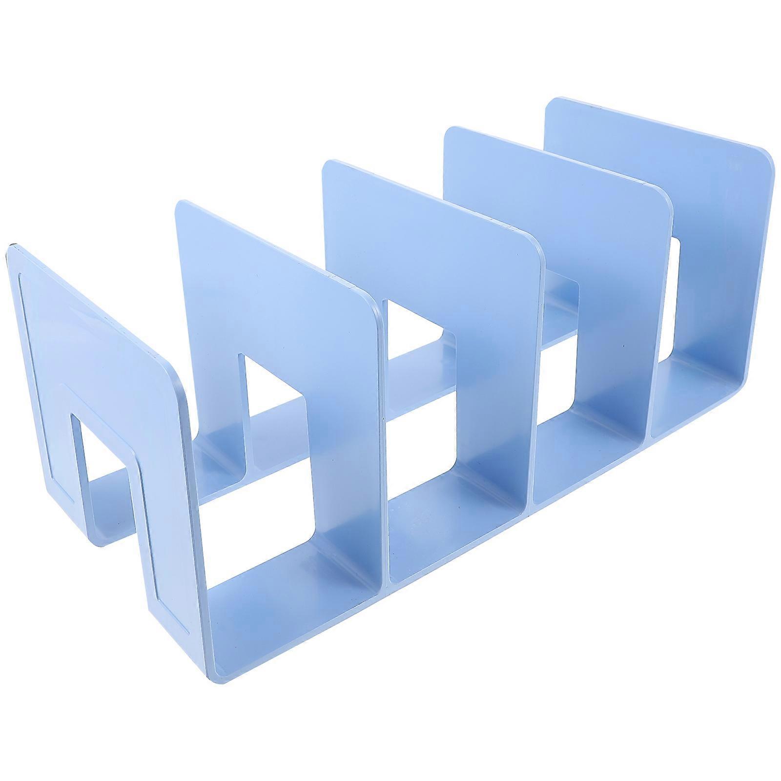 Thickened Acrylic Bookends with 4 Compartment Vertical Book Organizer Rack for Heavy Books – Desktop Storage Solution for Study and Office Use