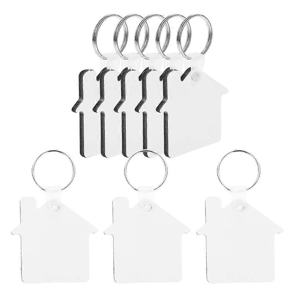 8pcs House Shaped Sublimation Keychain Blanks Unfinished Key Ring Tags for DIY Crafts Lightweight Durable Material