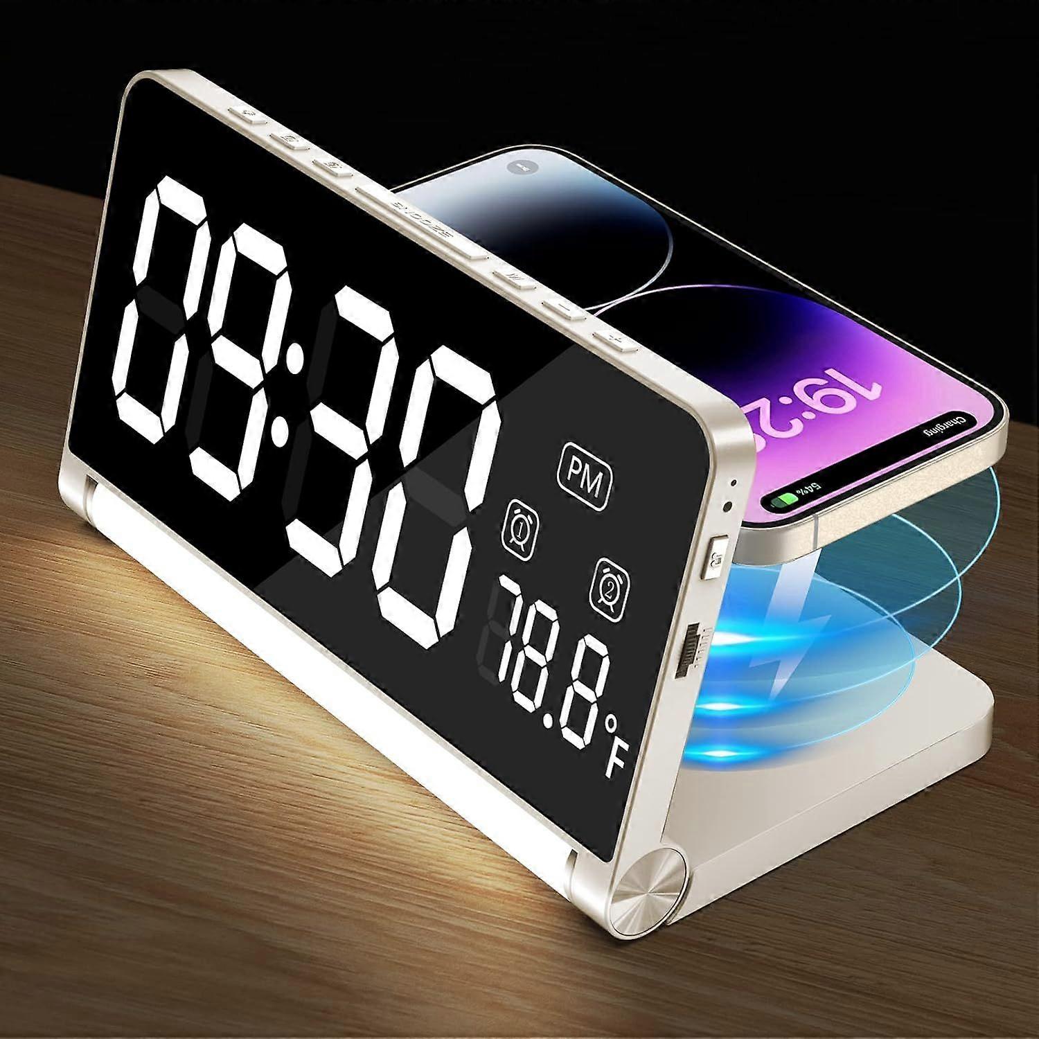 2025 La più recente sveglia digitale con ricarica wireless e luce notturna per