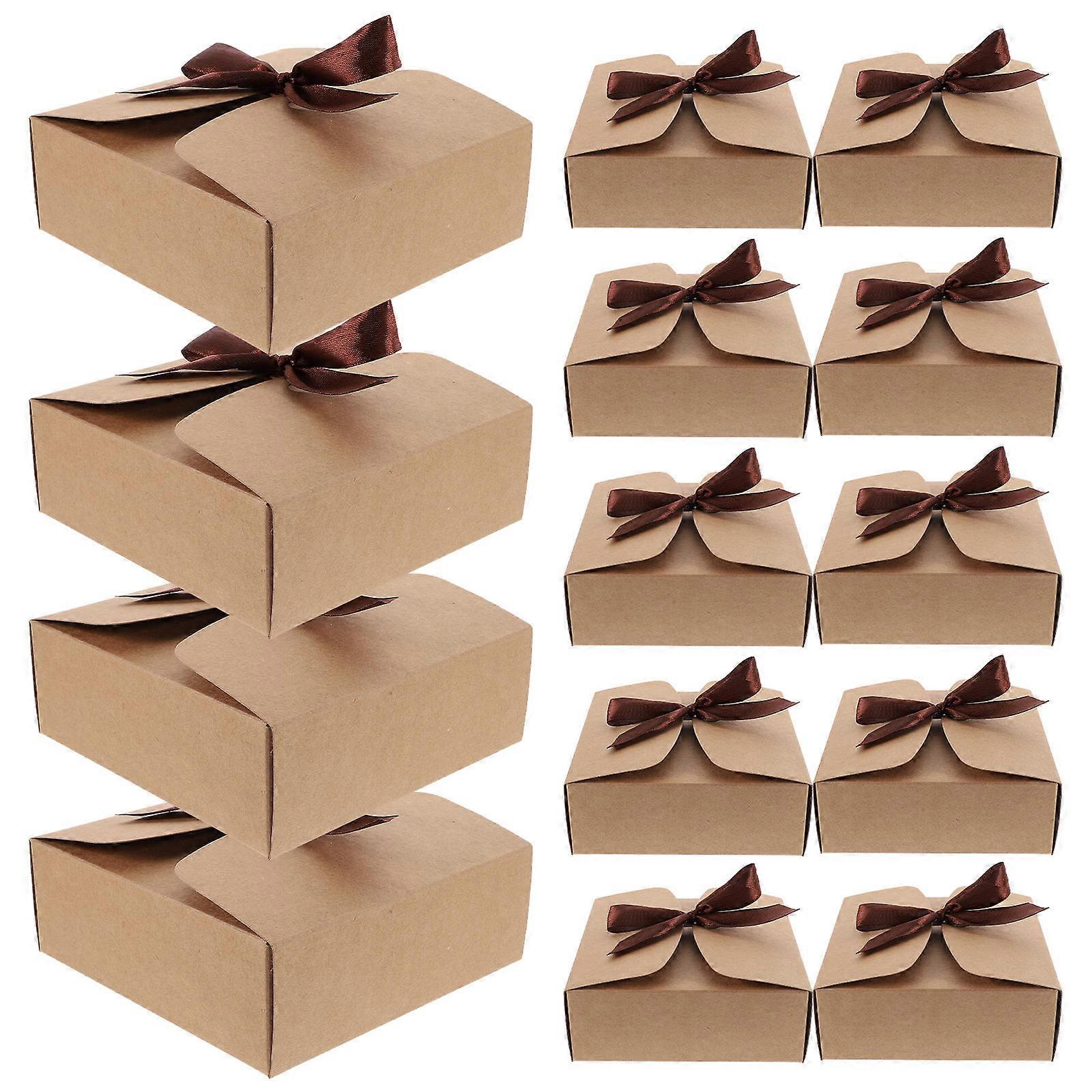 20pcs Kraft Paper Gift Wrapping Boxes, Square Empty Packaging Boxes for Birthday, Valentine's Day, Multi Purpose Lightweight Packaging