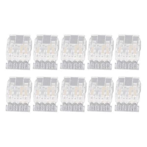 10pcs COB LED Strip to Wire Connector 10mm 3-Pin Transparent Solderless LED Light Strip Connectors