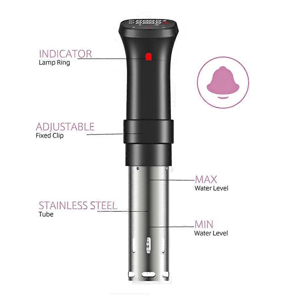1100W Sous Vide Cooker Waterproof Quiet Cooking Machine with Accurate Temperature Time Control Display Screen Cookbook