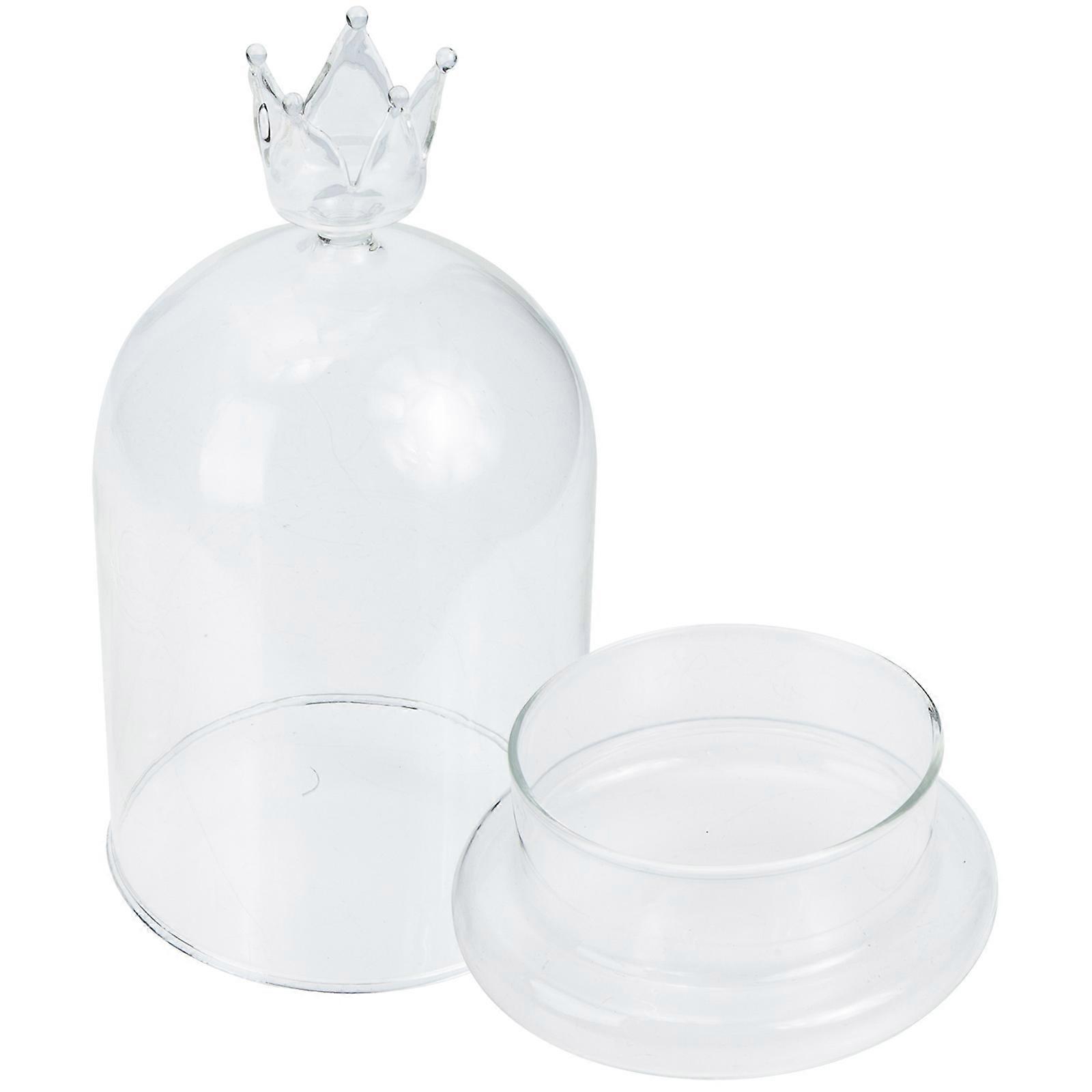 Clear Glass Dome Cloche Display With Base Transparent Flat Bottom Design Outdoor Scene Protective Item 1Pack